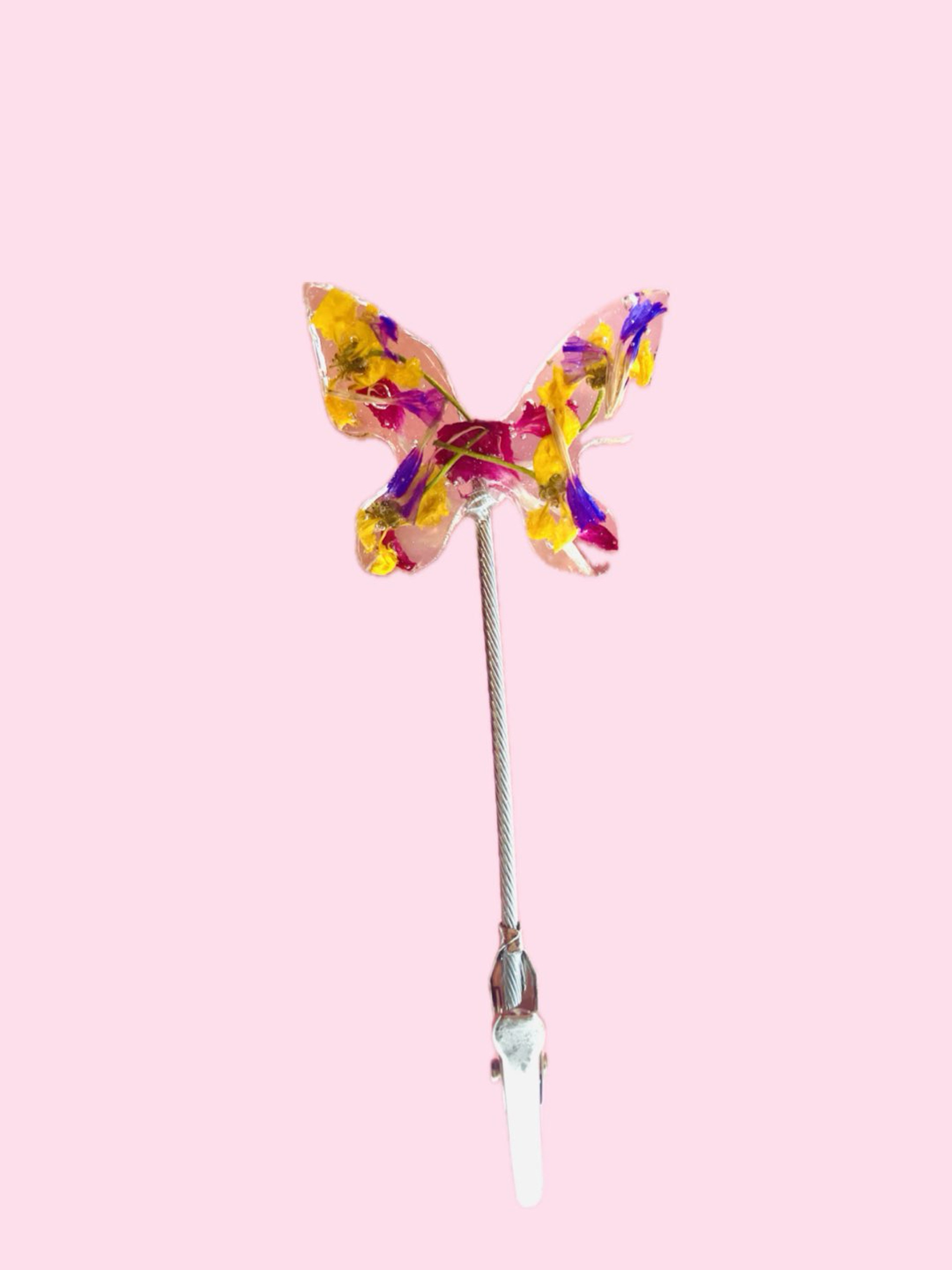 Preview pic of Handmade Yellow, Purple, Maroon Butterfly Roach Clip