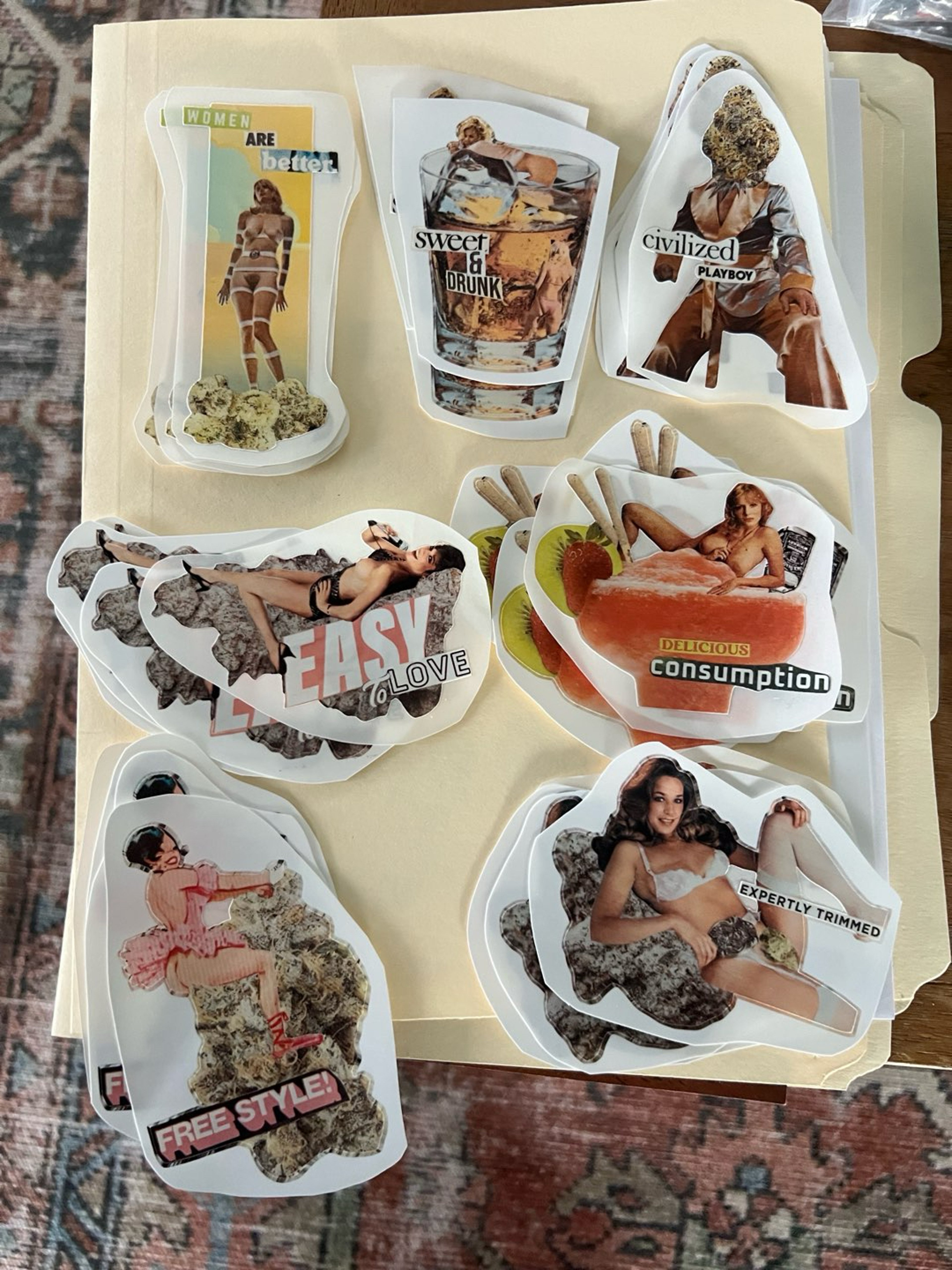 Preview pic of Vintage ‘bunny’ x Leaf Magazine original collage stickers