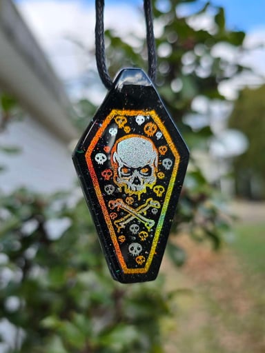 Preview pic of Skull Coffin Layered Dichro Pendant