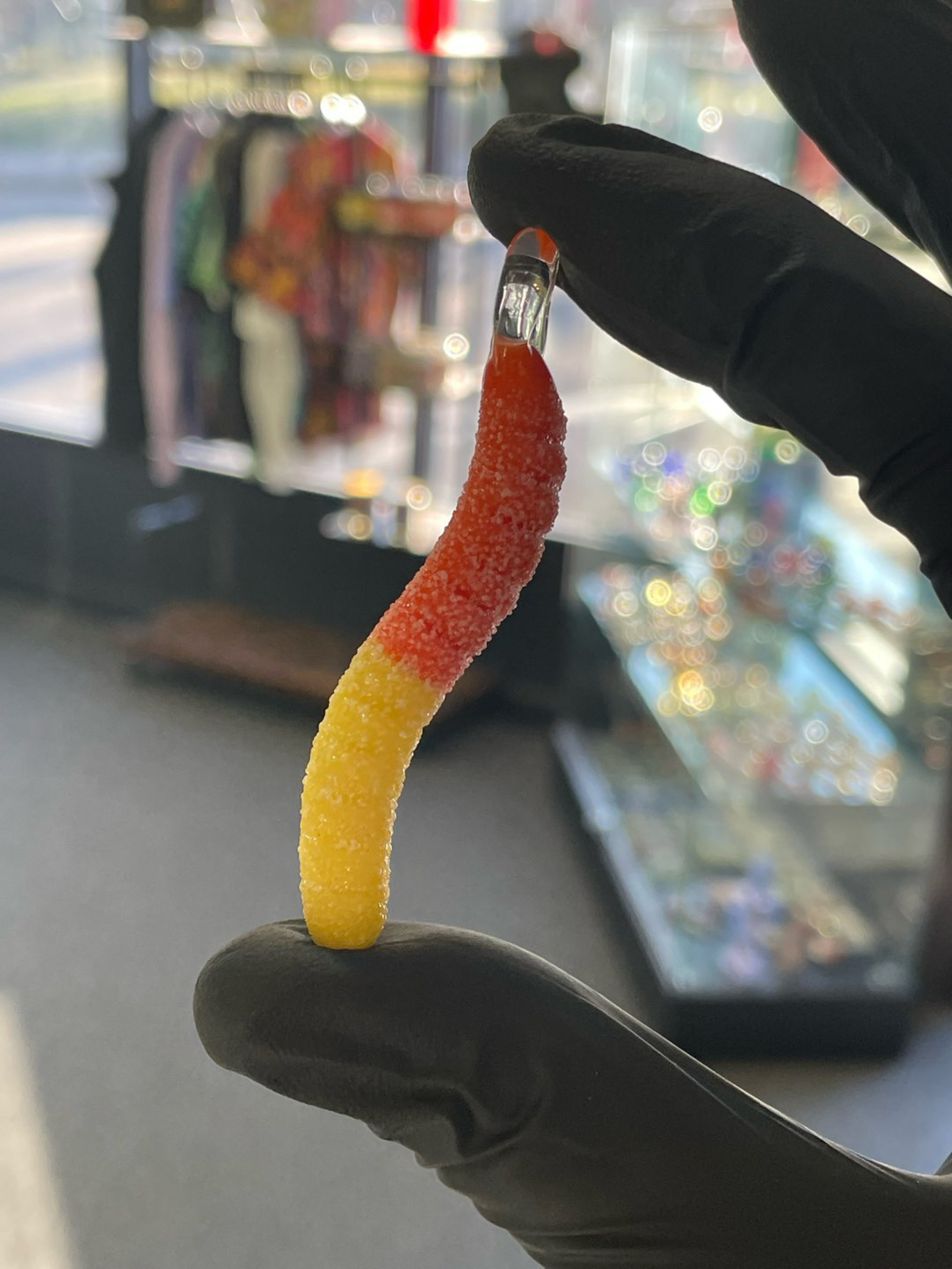 Preview pic of Emperial Glass Sour Worm Pendant Orange/Yellow