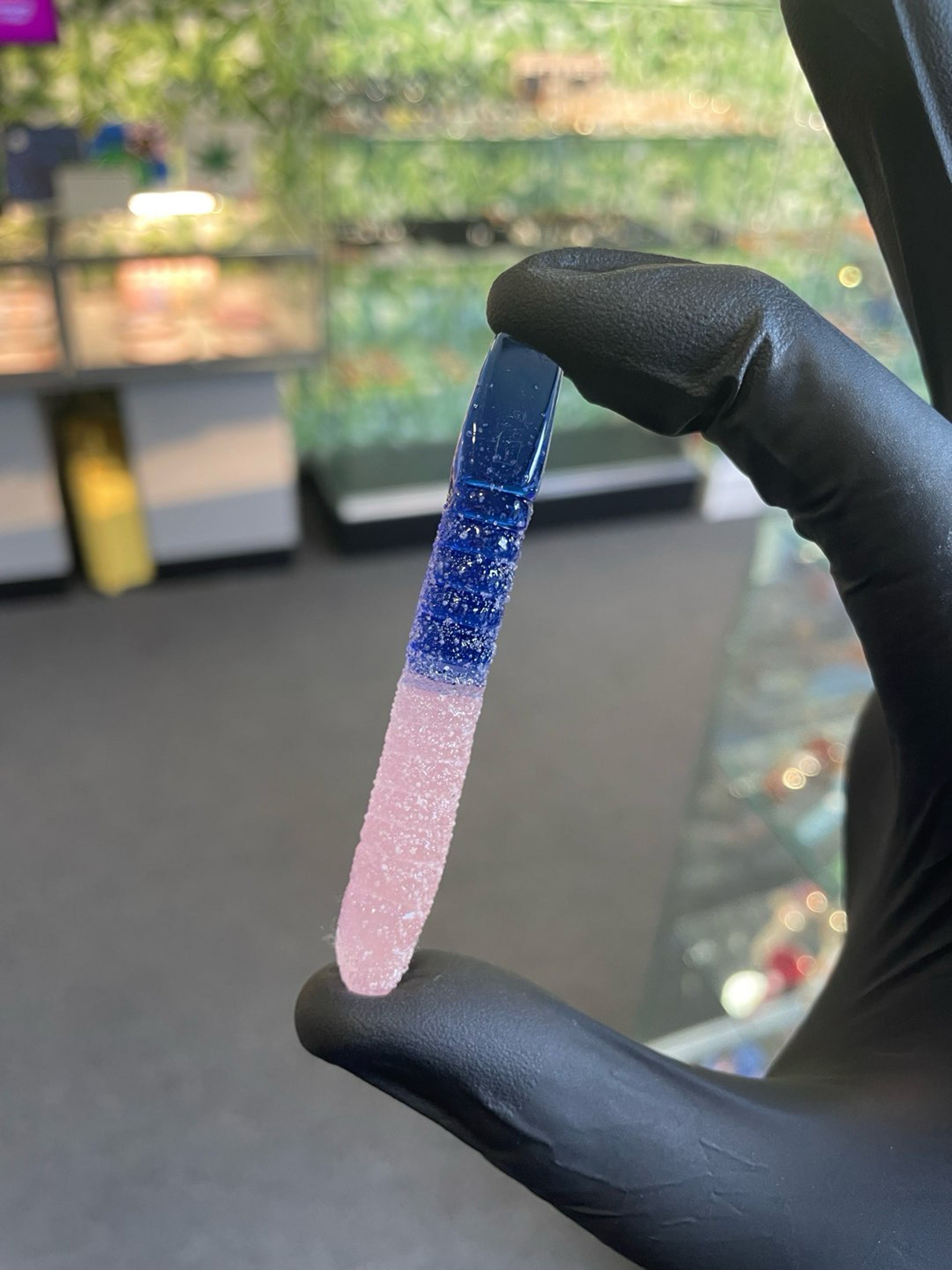 Preview pic of Emperial Glass Sour Worm Chisel Tool Blue/Pink