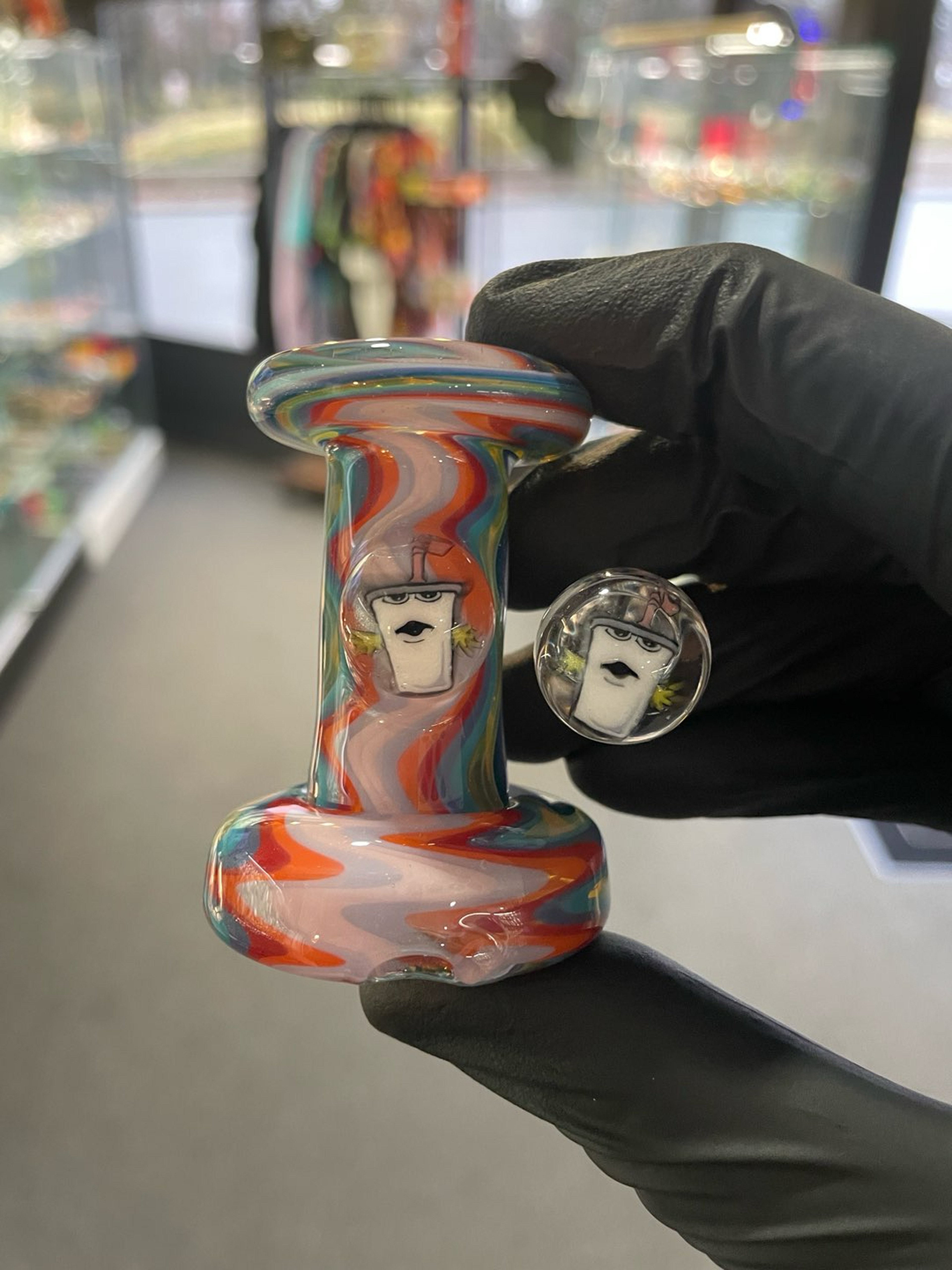 Preview pic of Willstar Glass Shake Millie Dry Puffco Top w/ Matching 3Dxl Joystick