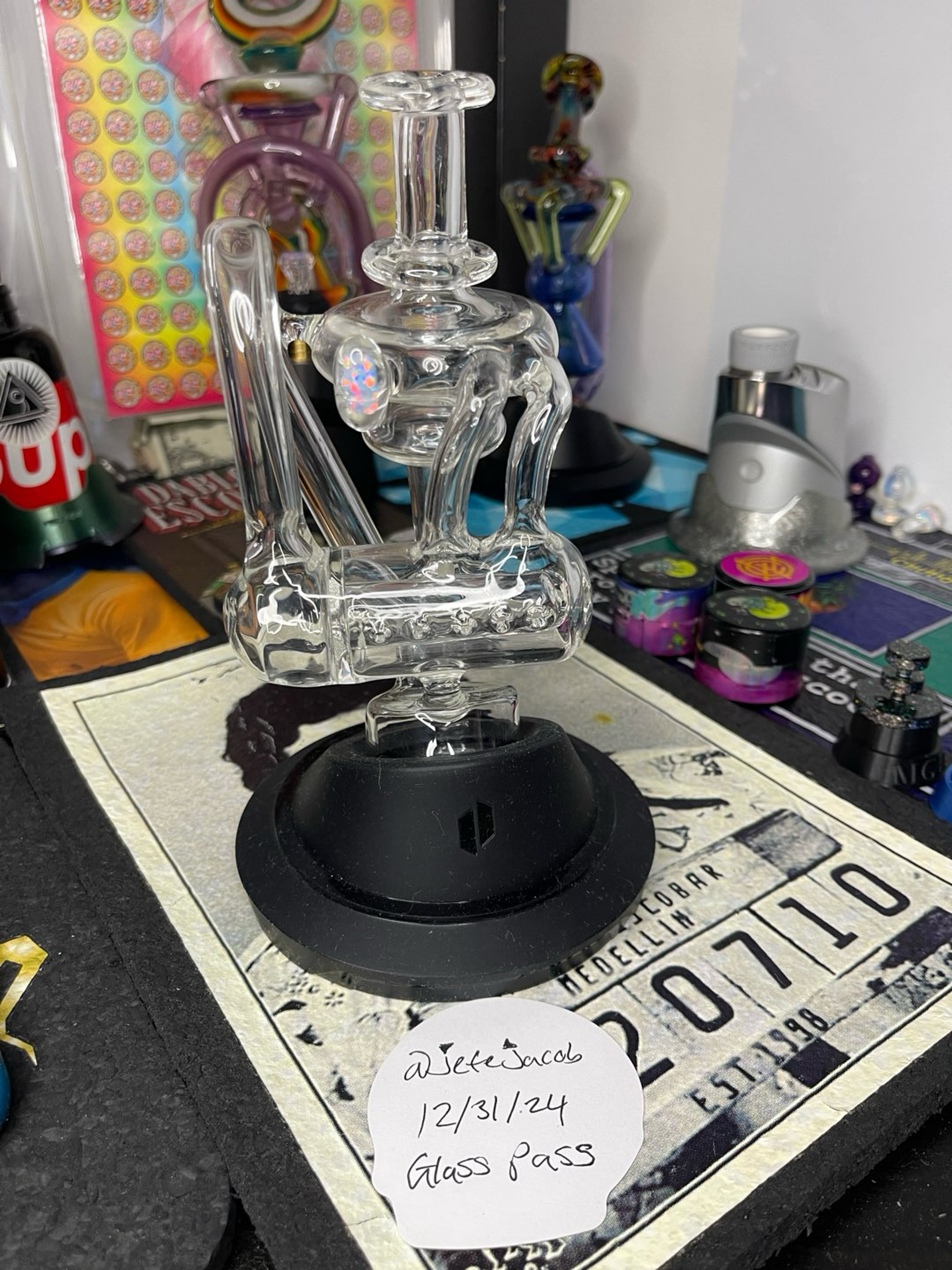 Preview pic of CYF “Call Your Fam” Vaccine Pump Recyclers Clear Puffco Top Glass