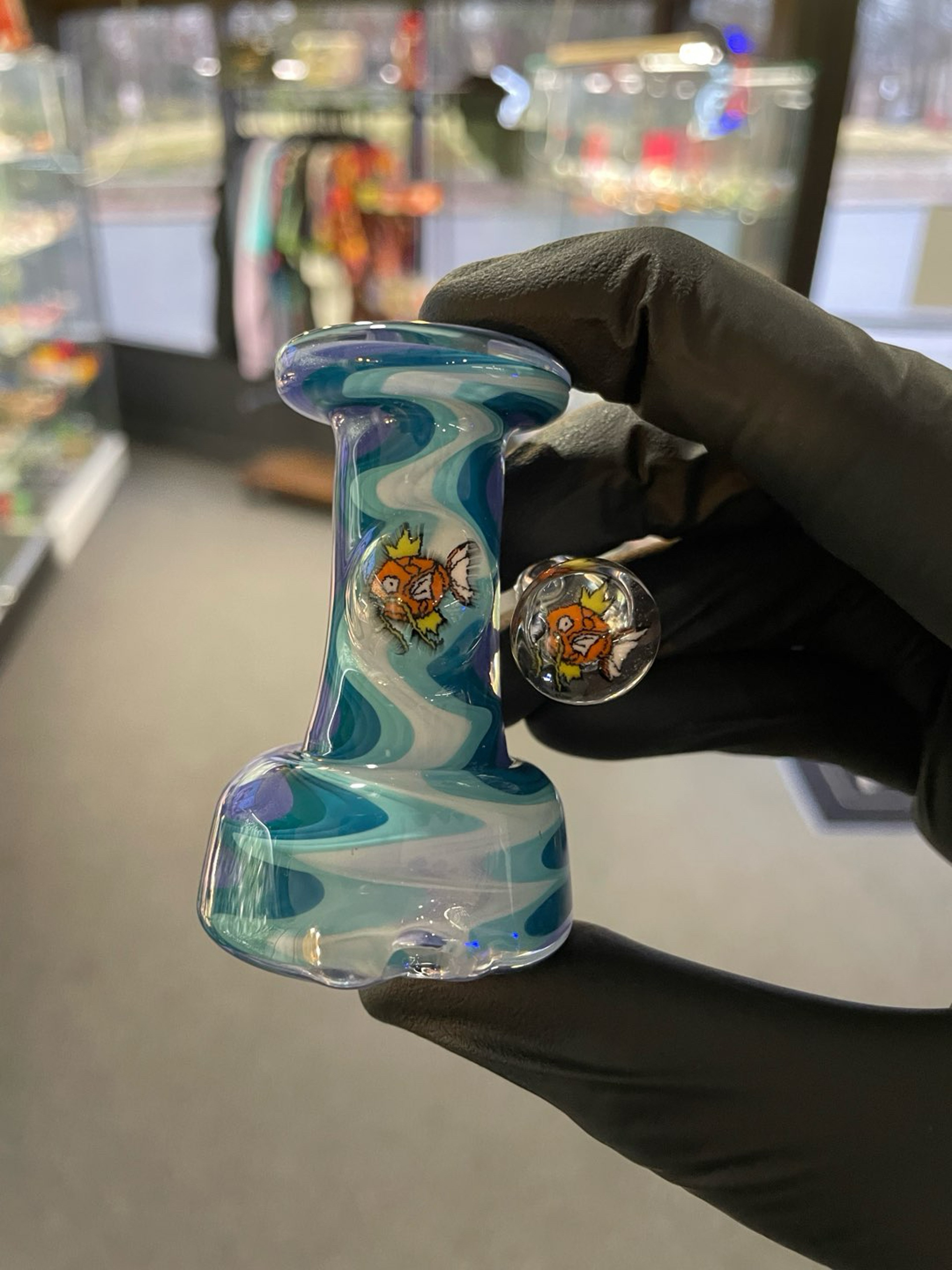 Preview pic of Willstar Glass Magikarp Millie Dry Puffco Top w/ Matching 3Dxl Joystick