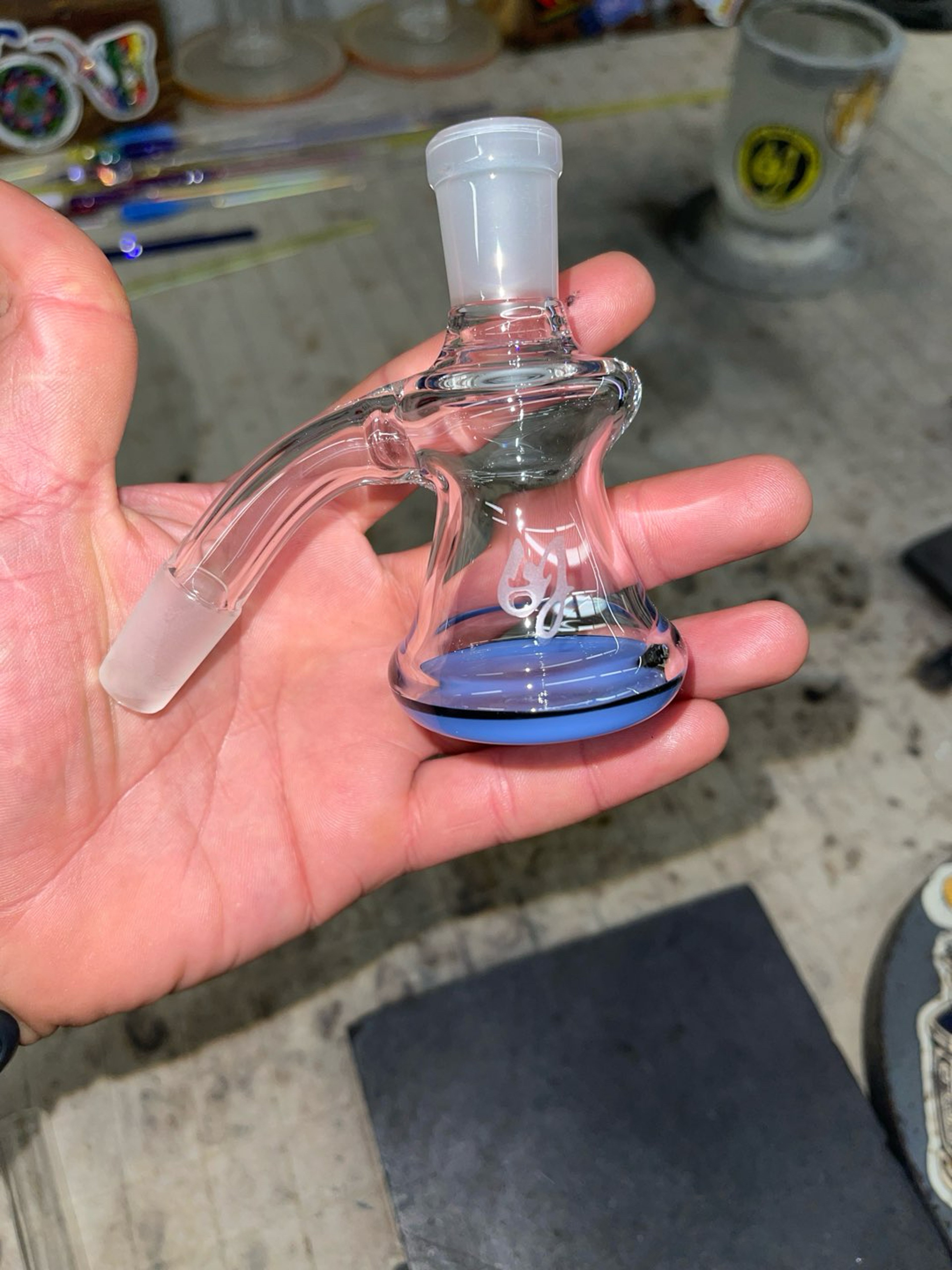 Preview pic of Ash catcher 14-14 45 degrees milky blue color