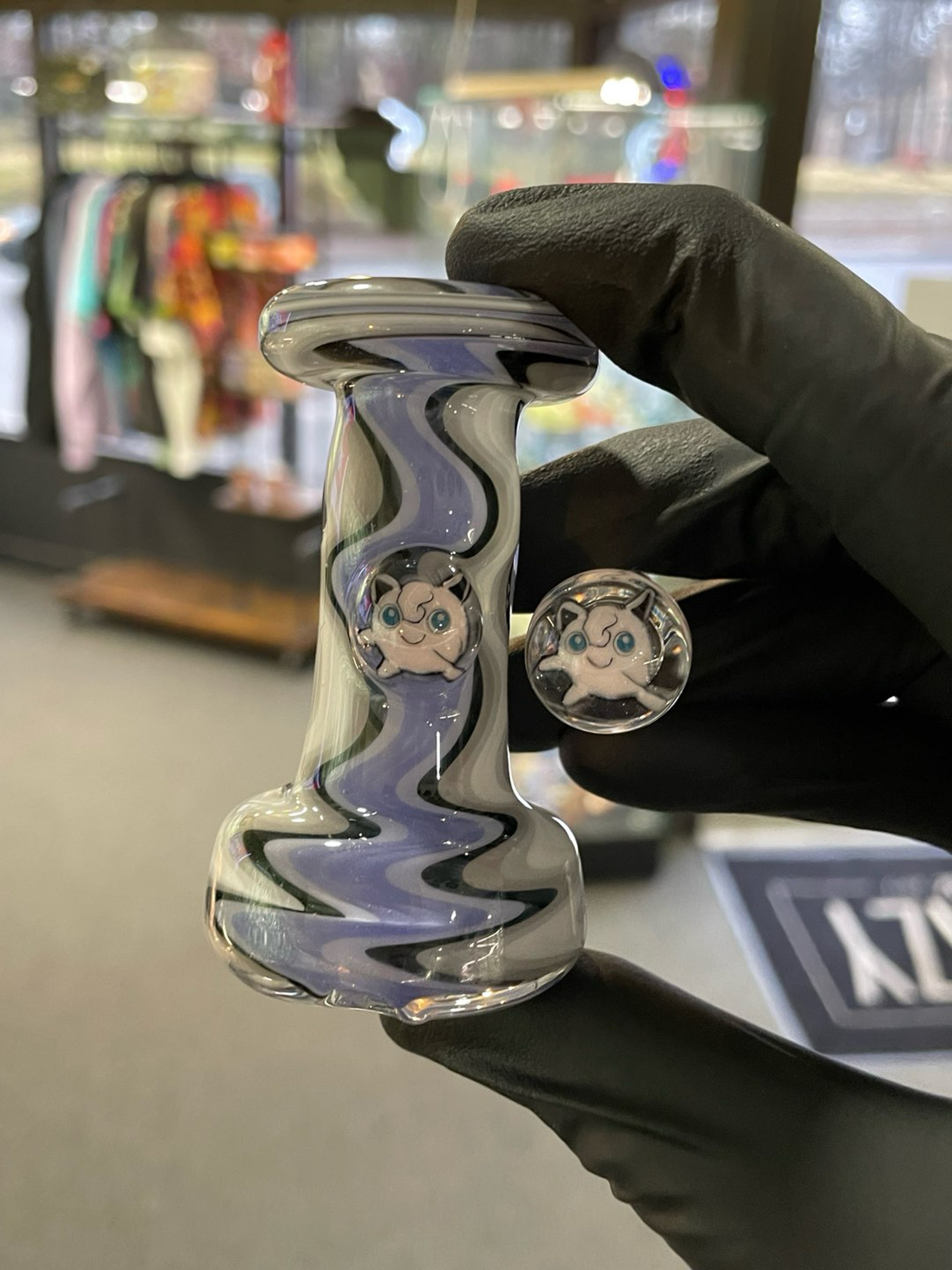 Preview pic of Willstar Glass Jigglypuff Millie Dry Puffco Top w/ Matching 3Dxl Joystick