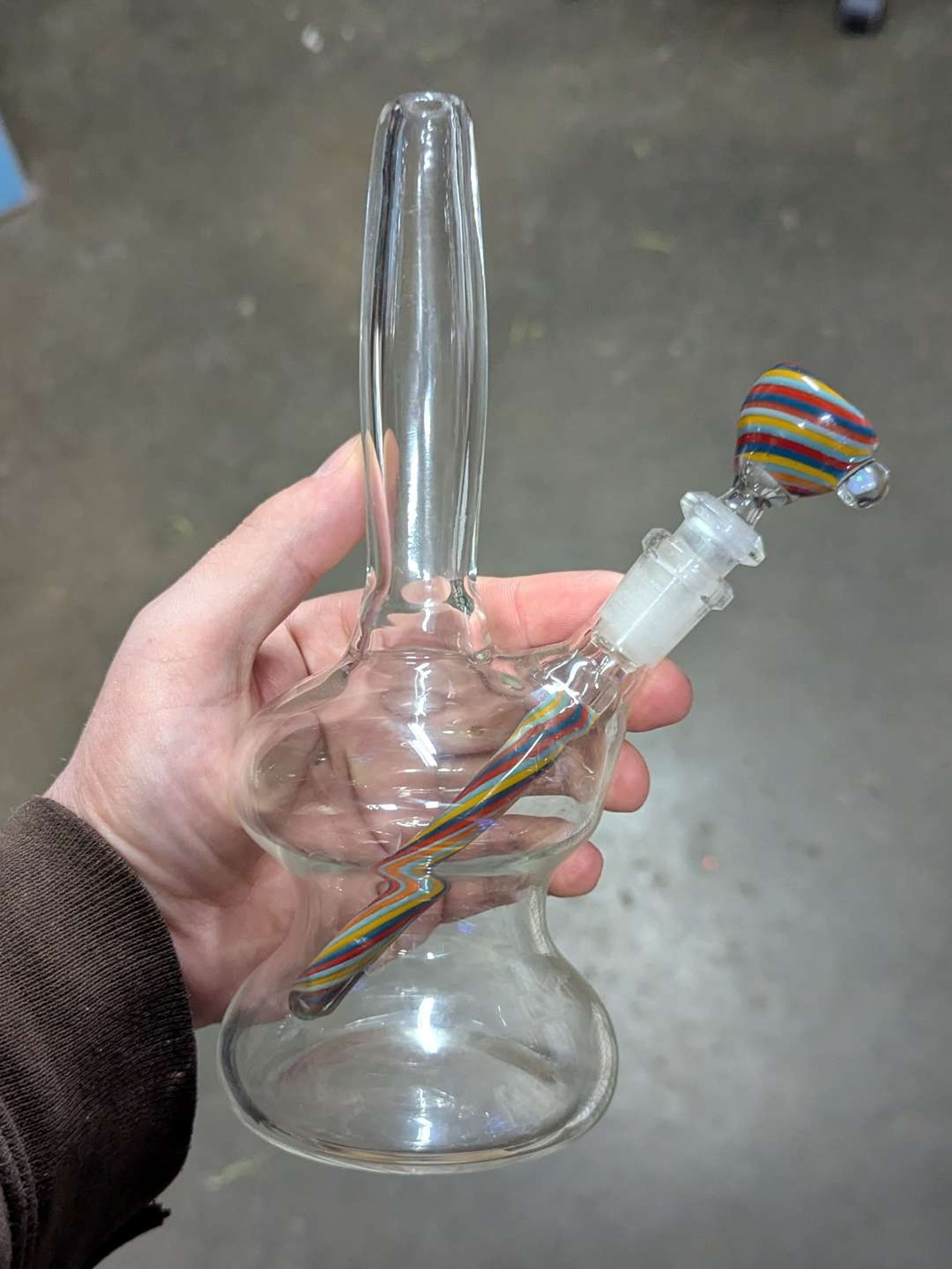 Preview pic of 8 inch mini tube with fully worked down stem and bowl with opal