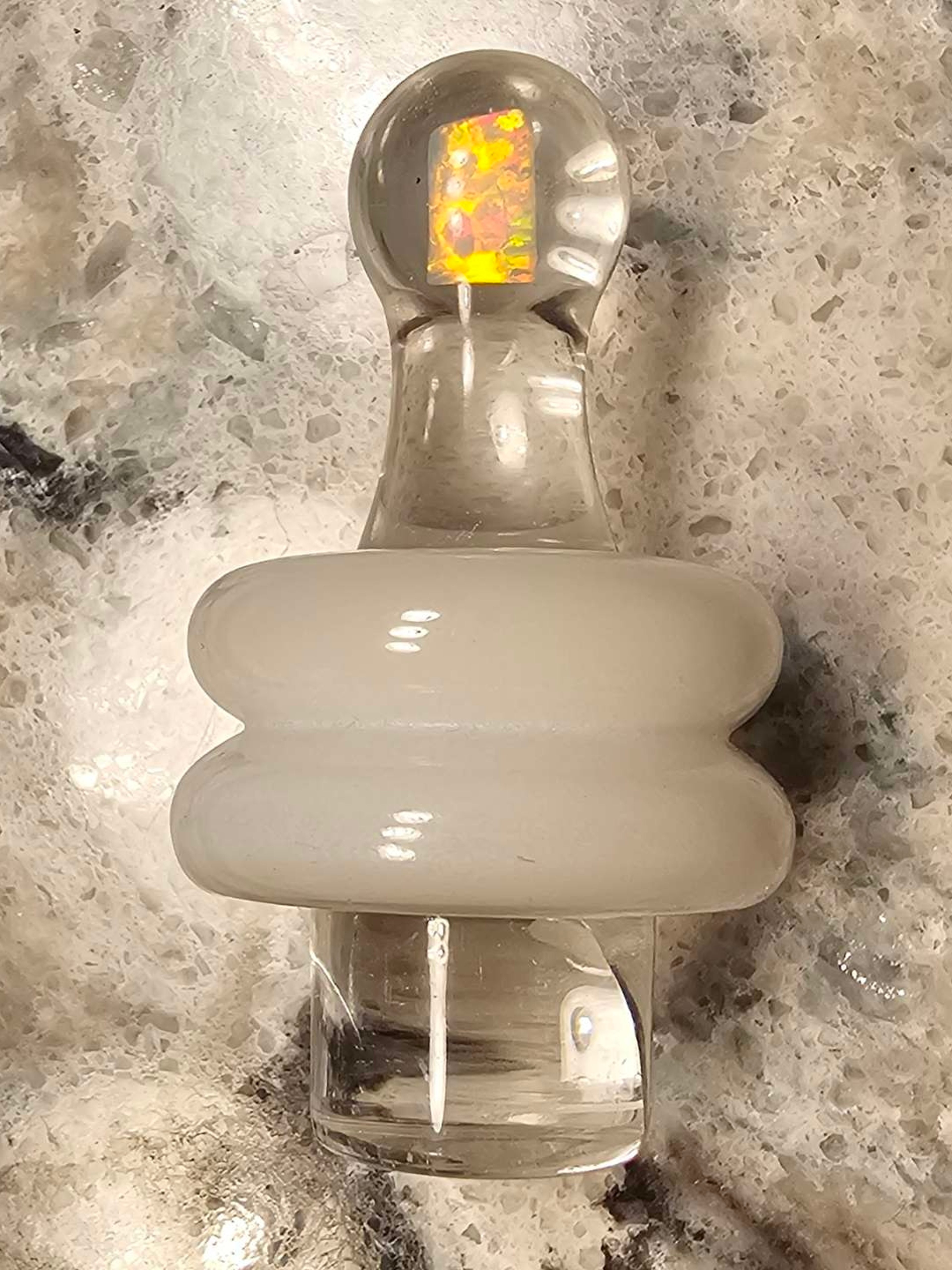 Preview pic of OneTrickPony Rockulus 3DXL in White Rhino with Encased Opal Slab for Puffco Peak Pro