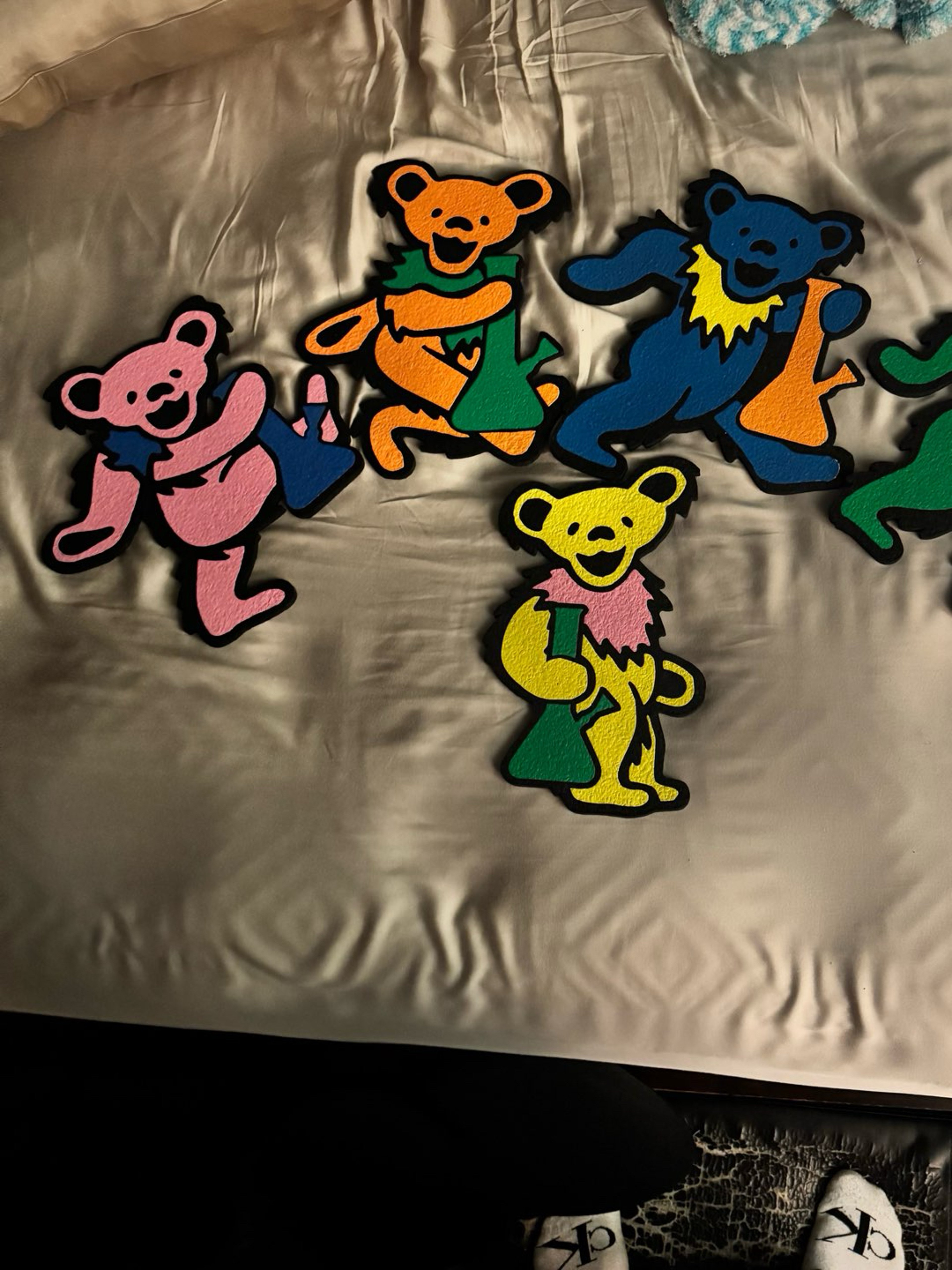 Preview pic of Grateful Dead inspired bears by GlassPass uv glow matching set!!