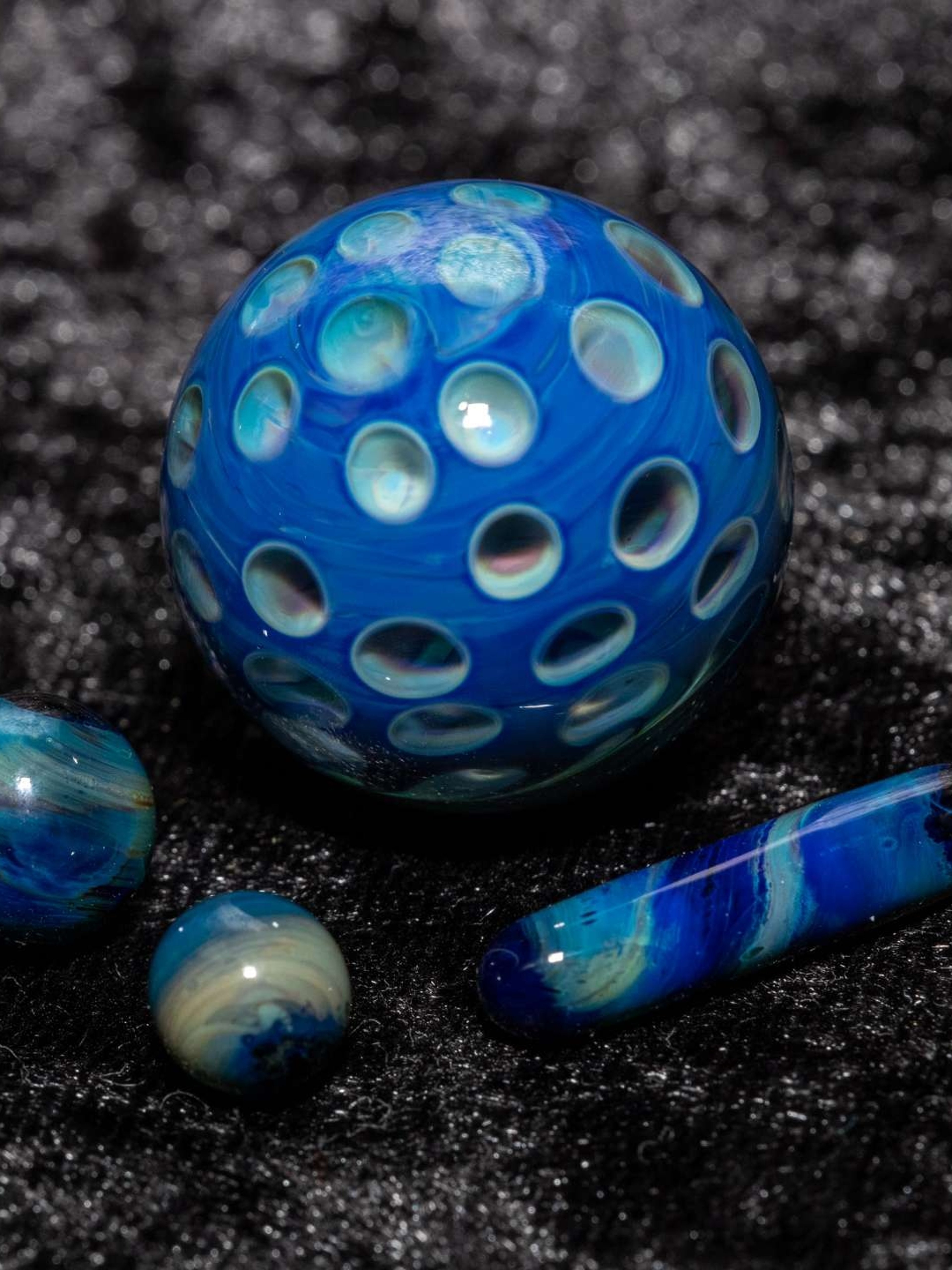 Preview pic of Blue Exotic Honeycomb Marble Set (4 piece)