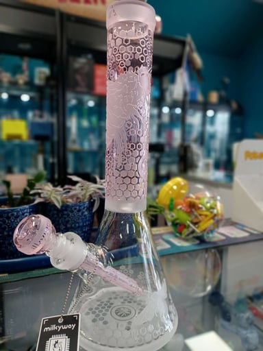 Preview pic of Milkyway Glass 14" pink beaker sandblasted