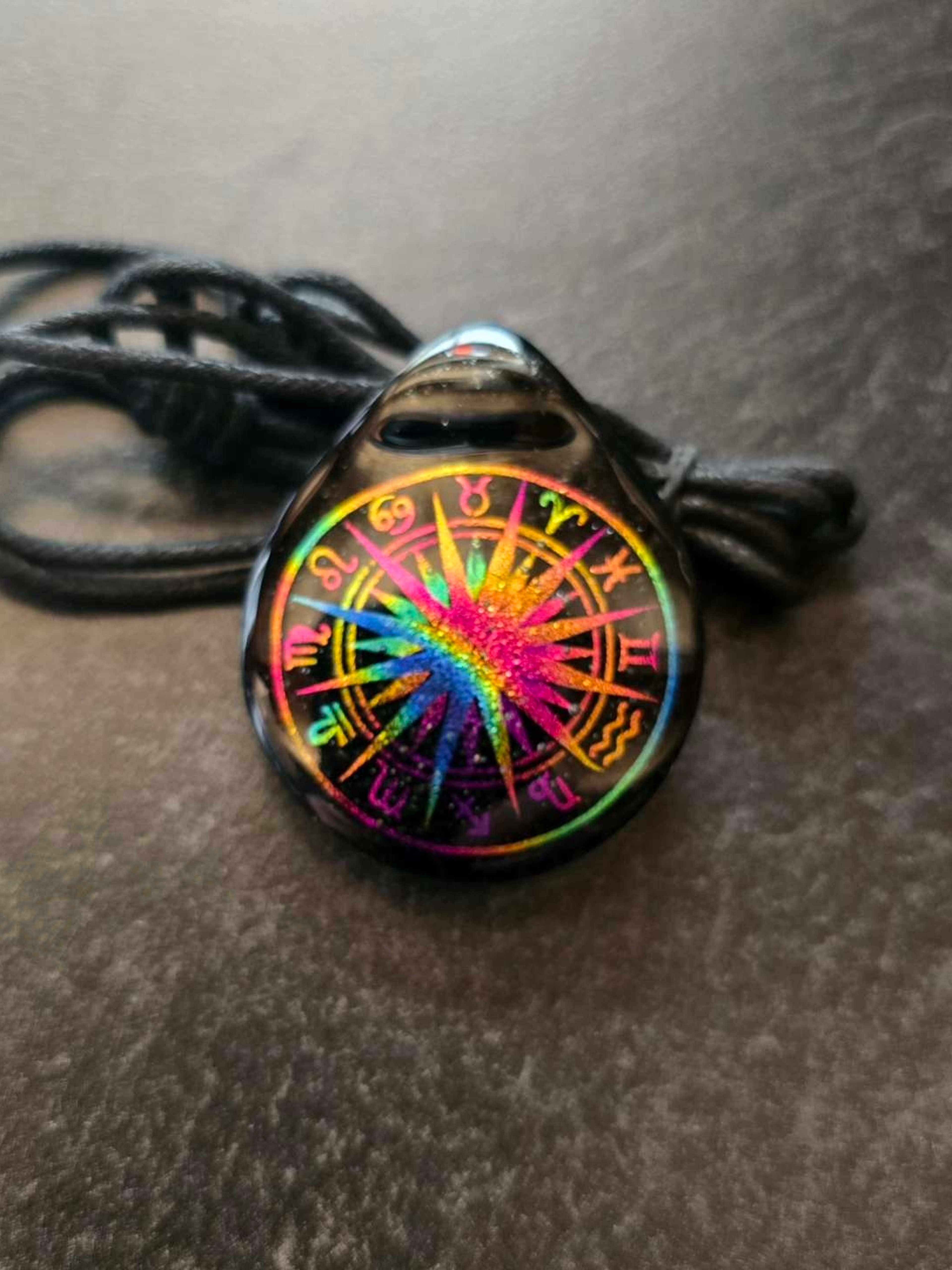 Preview pic of Zodiac Wheel Layered Dichro Pendant