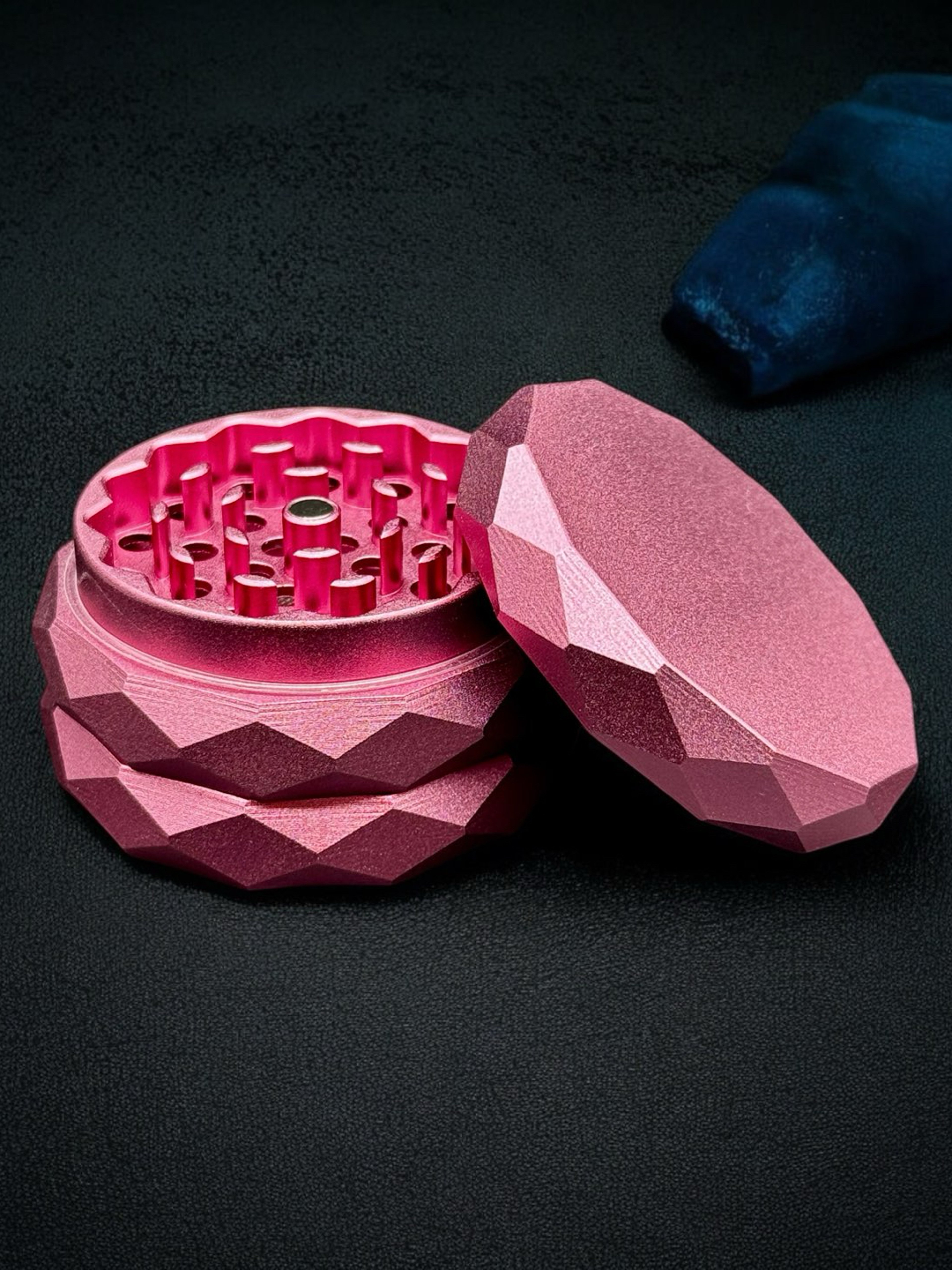 Preview pic of Diamond Cutting Pink Aluminum Herb Grinder