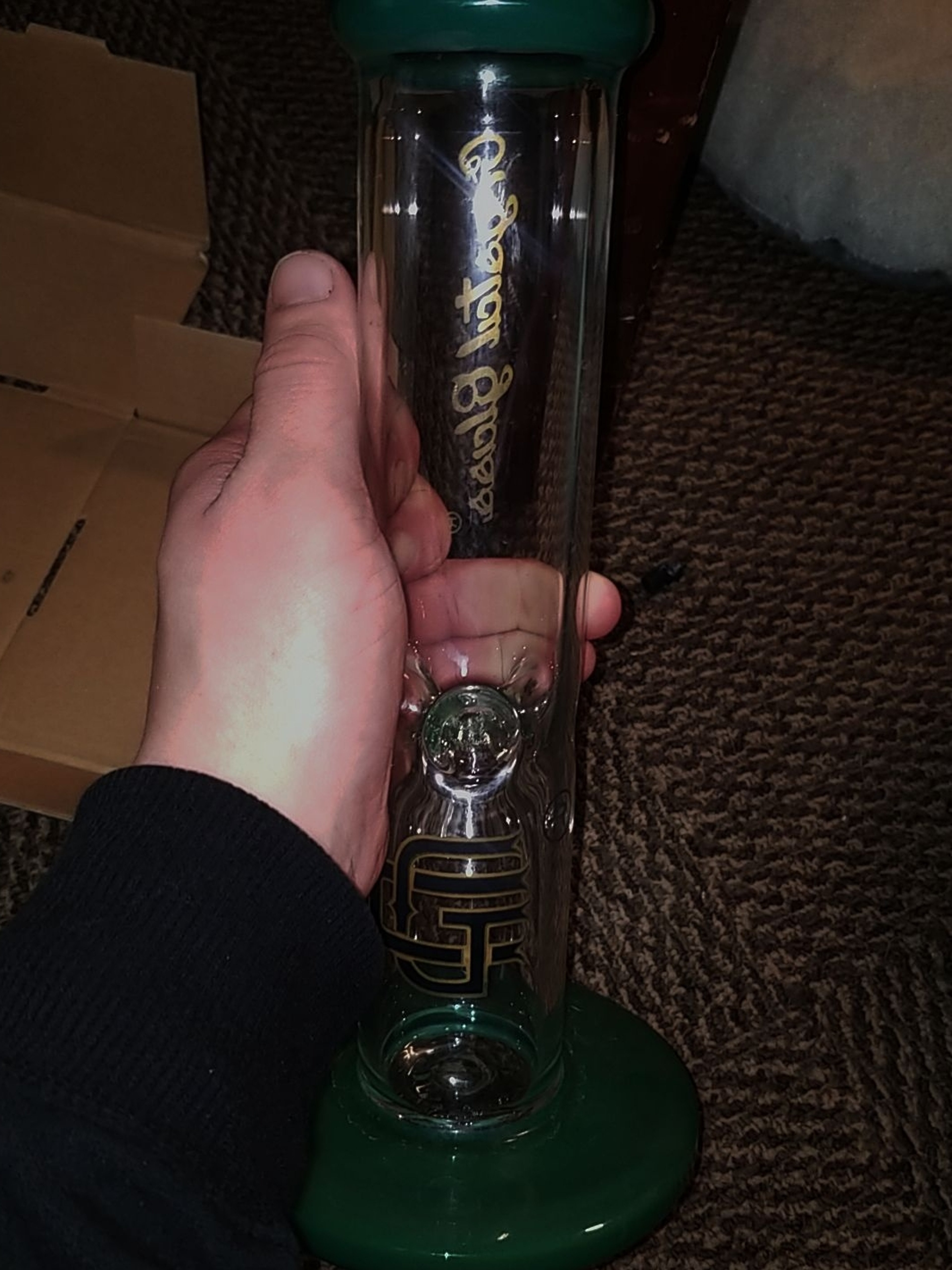 Crystal glass straight shooter flower/dab bong image 0