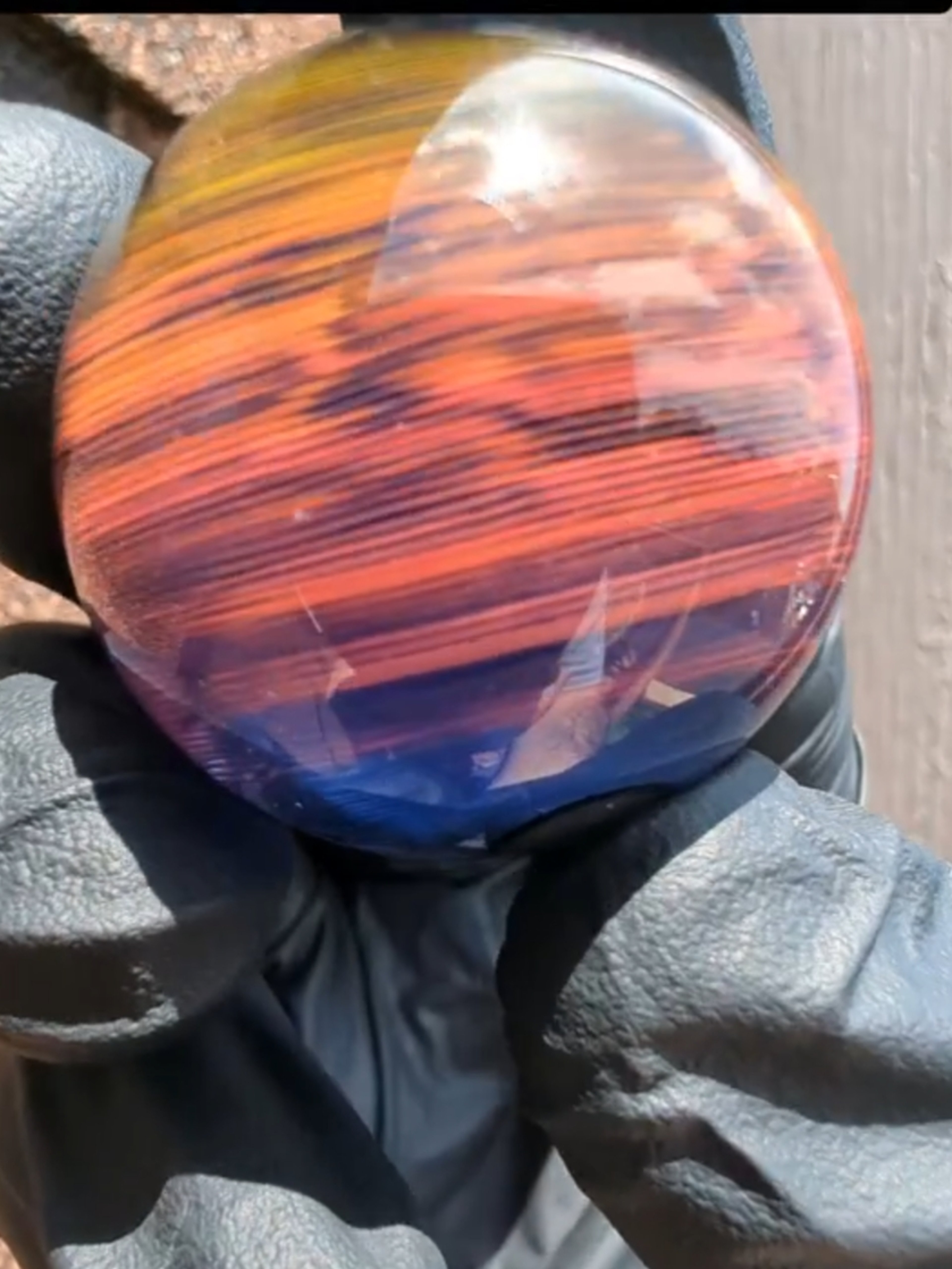 Preview pic of Available now: this stunning custom marble featuring the mesmerizing 'Rippled Moiré Sunset Fade design!