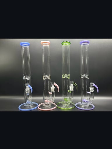 Preview pic of 17” Double Inline Perc Straight Tube W/ Ice Catcher and Horn Slide 18mm