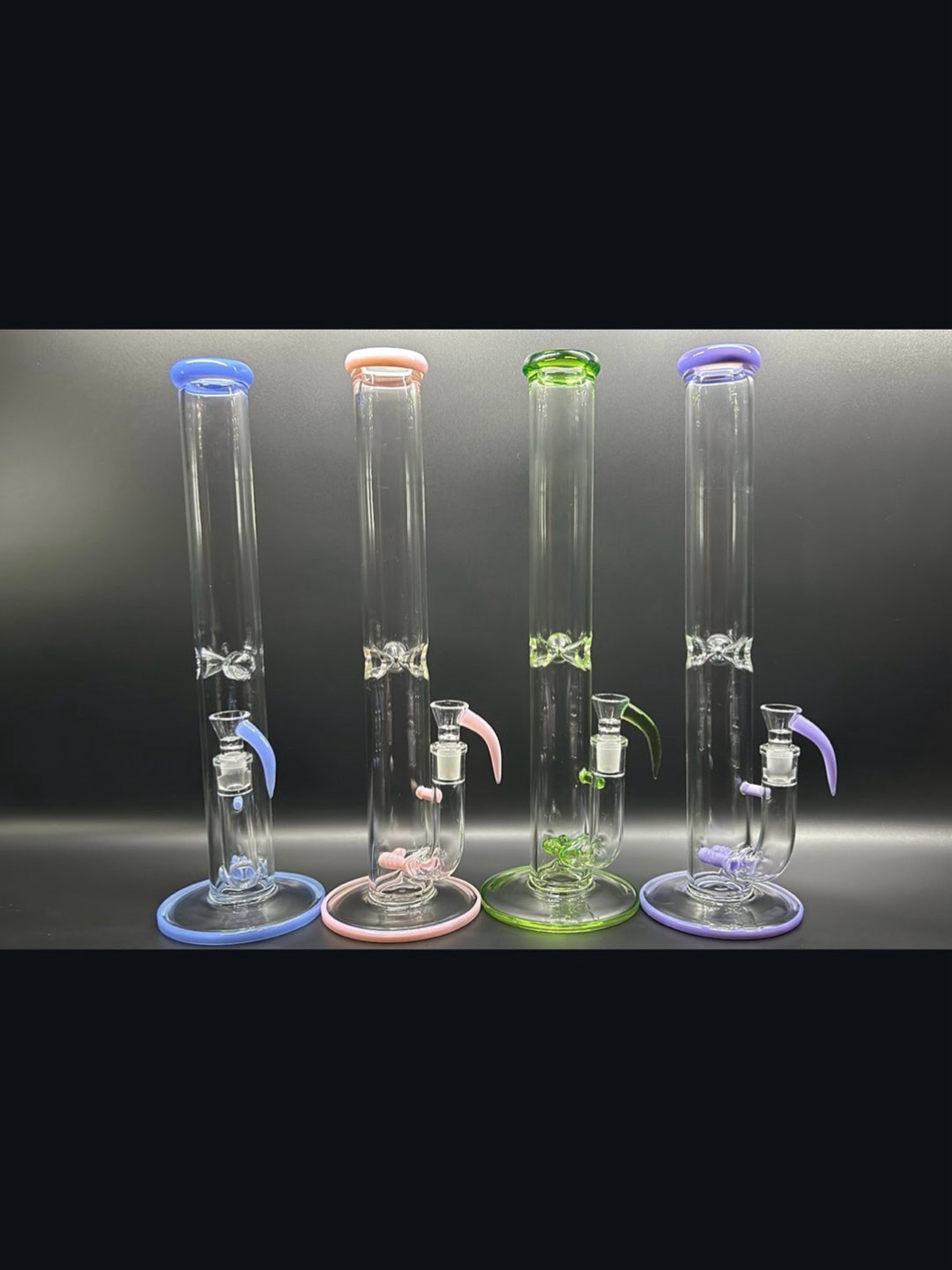 Preview pic of 17” Double Inline Perc Straight Tube W/ Ice Catcher and Horn Slide 18mm