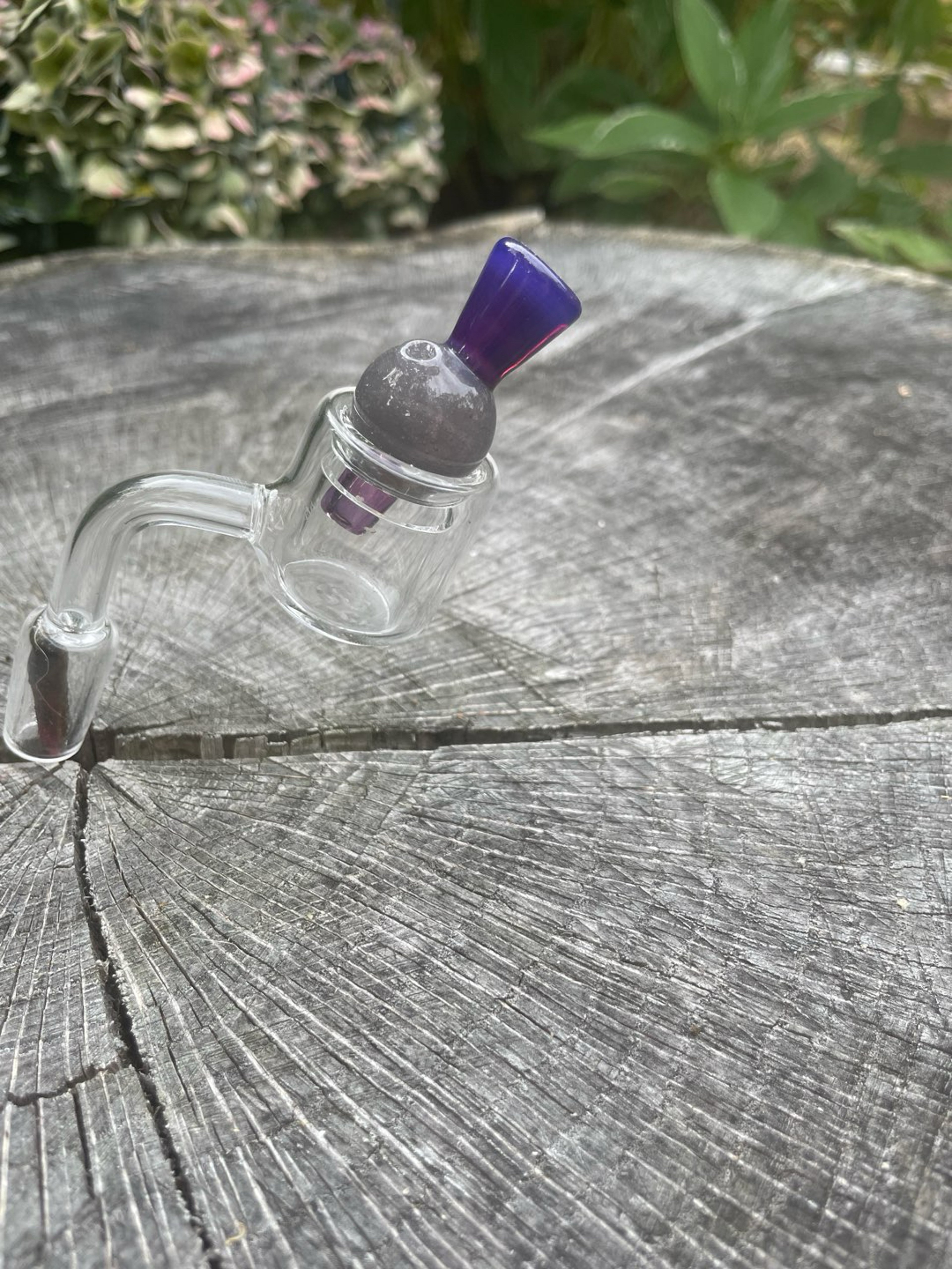Preview pic of Purple and Grey Handblown Bubble Cap