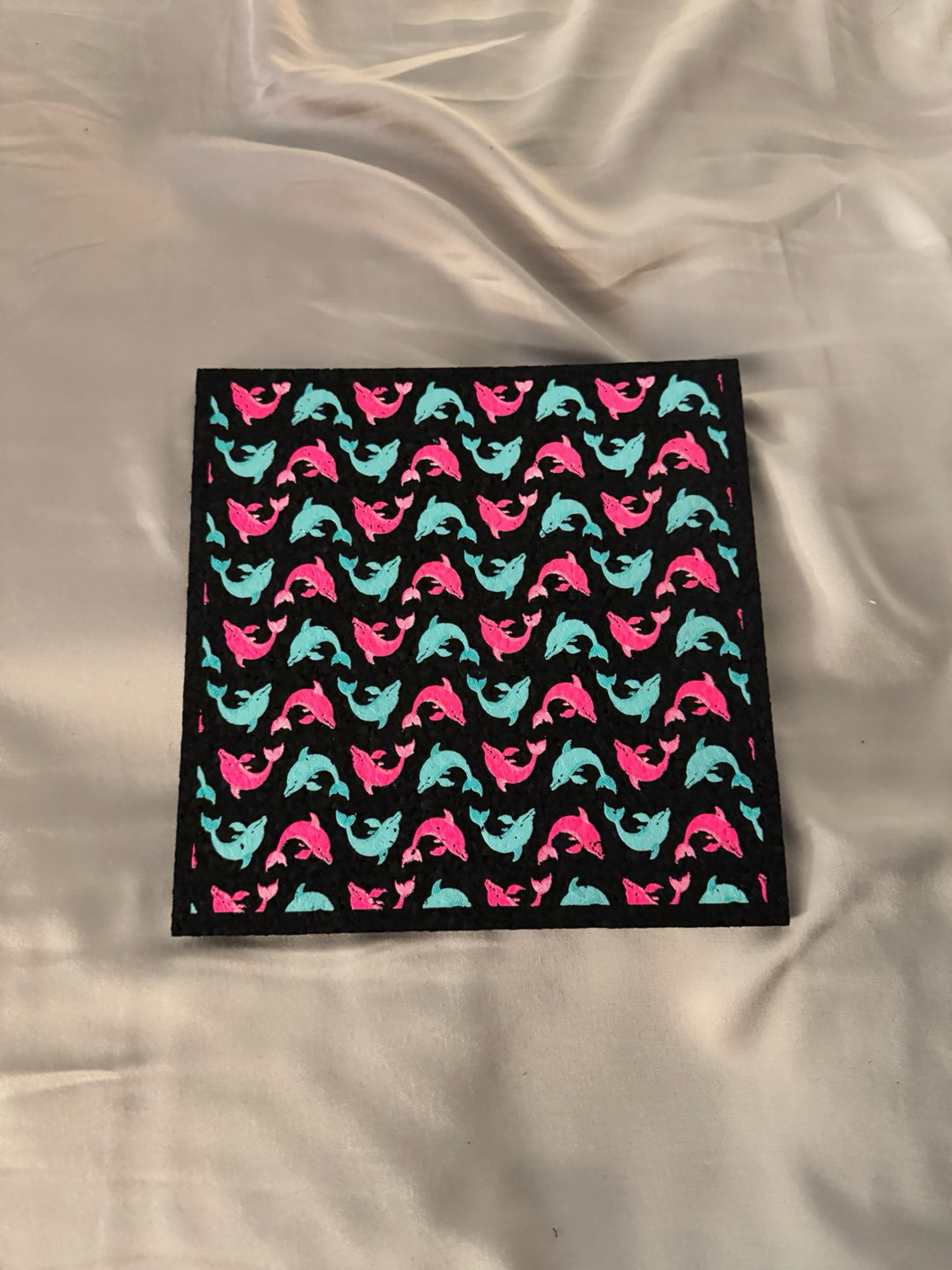 Preview pic of Chad lacy pink and blue dolphin waves uv glow Moodmat