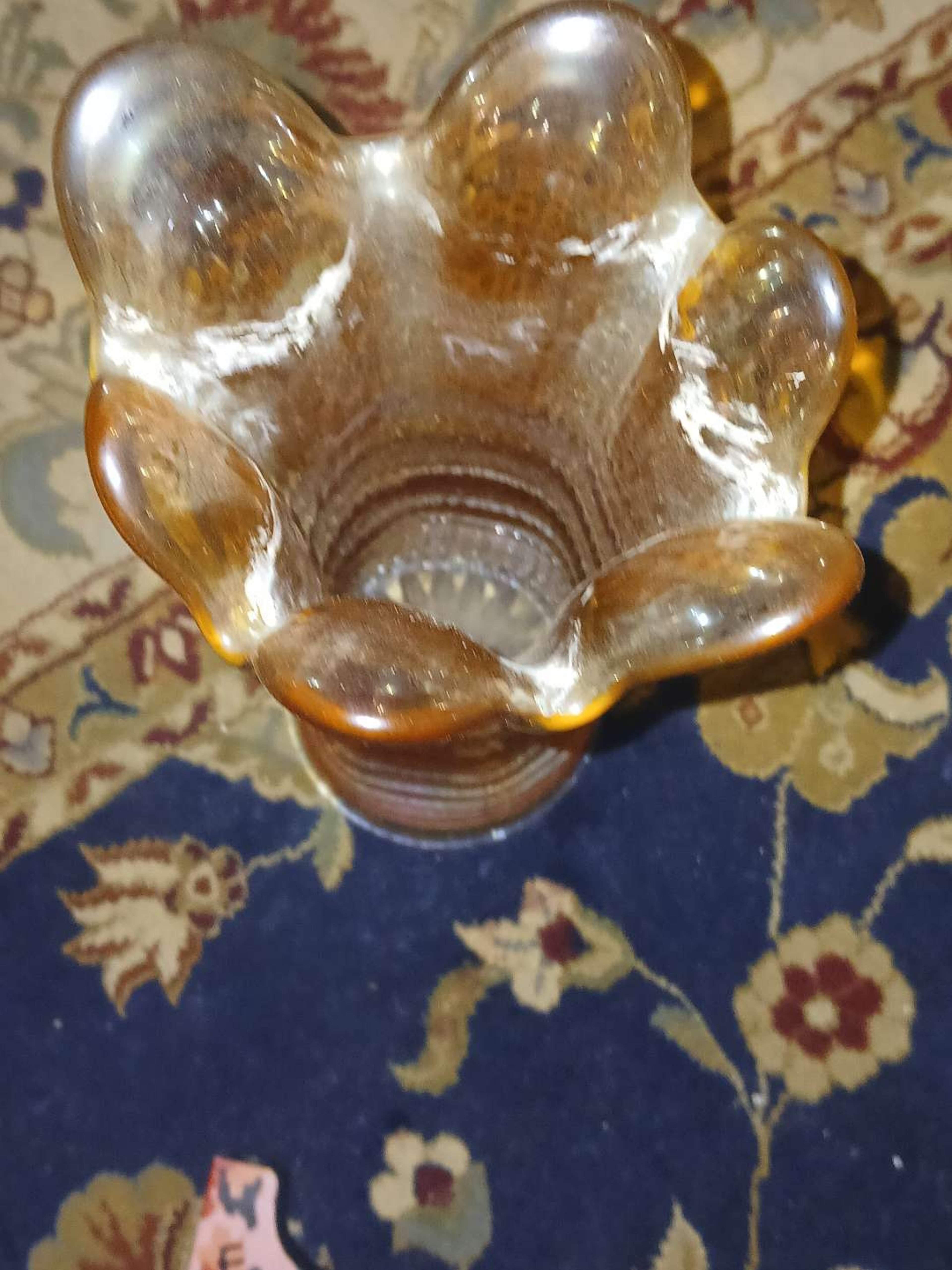 Preview pic of Carnival Glass Vase w/ Marigold Hues
