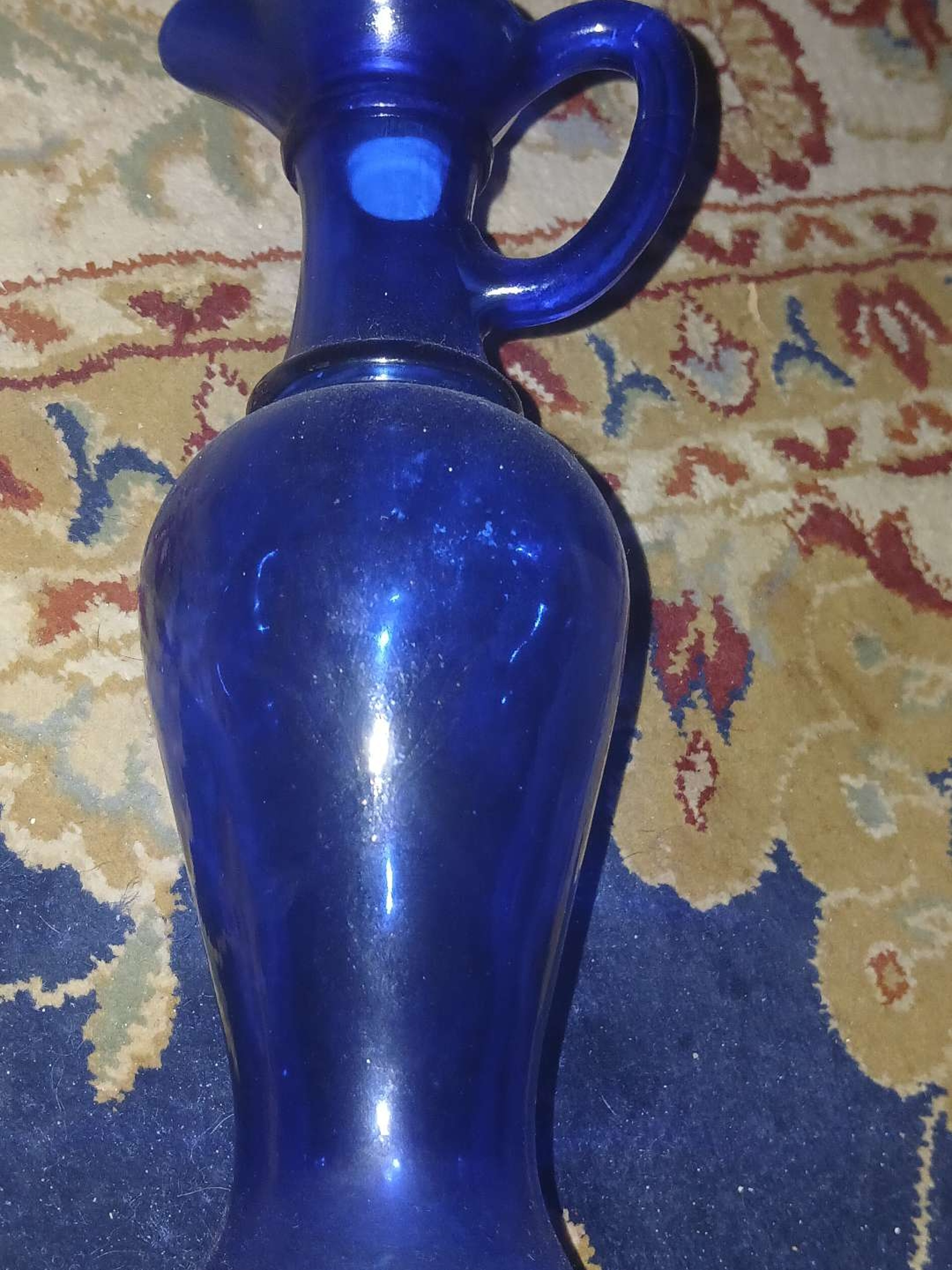 Preview pic of Avon skin so soft vintage cobalt blue pitcher