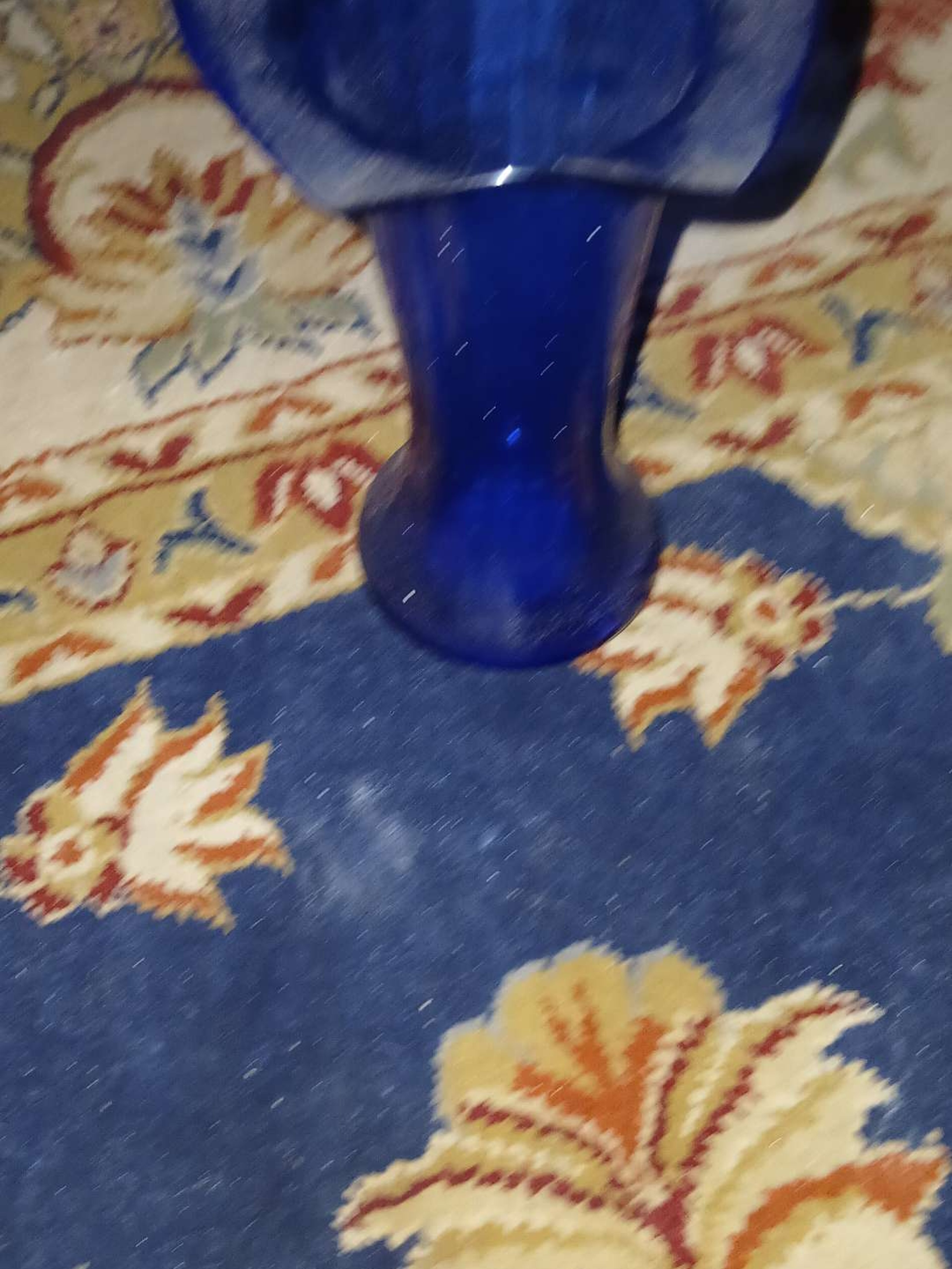 Preview pic of Cobalt Blue Art Glass Vase Vintage RARE Hand Blown