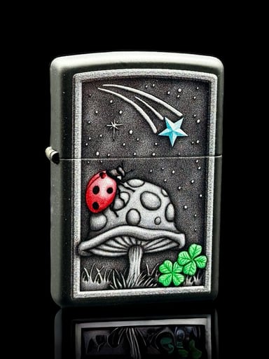 Preview pic of Zippo Lighter Ladybug on Mushroom