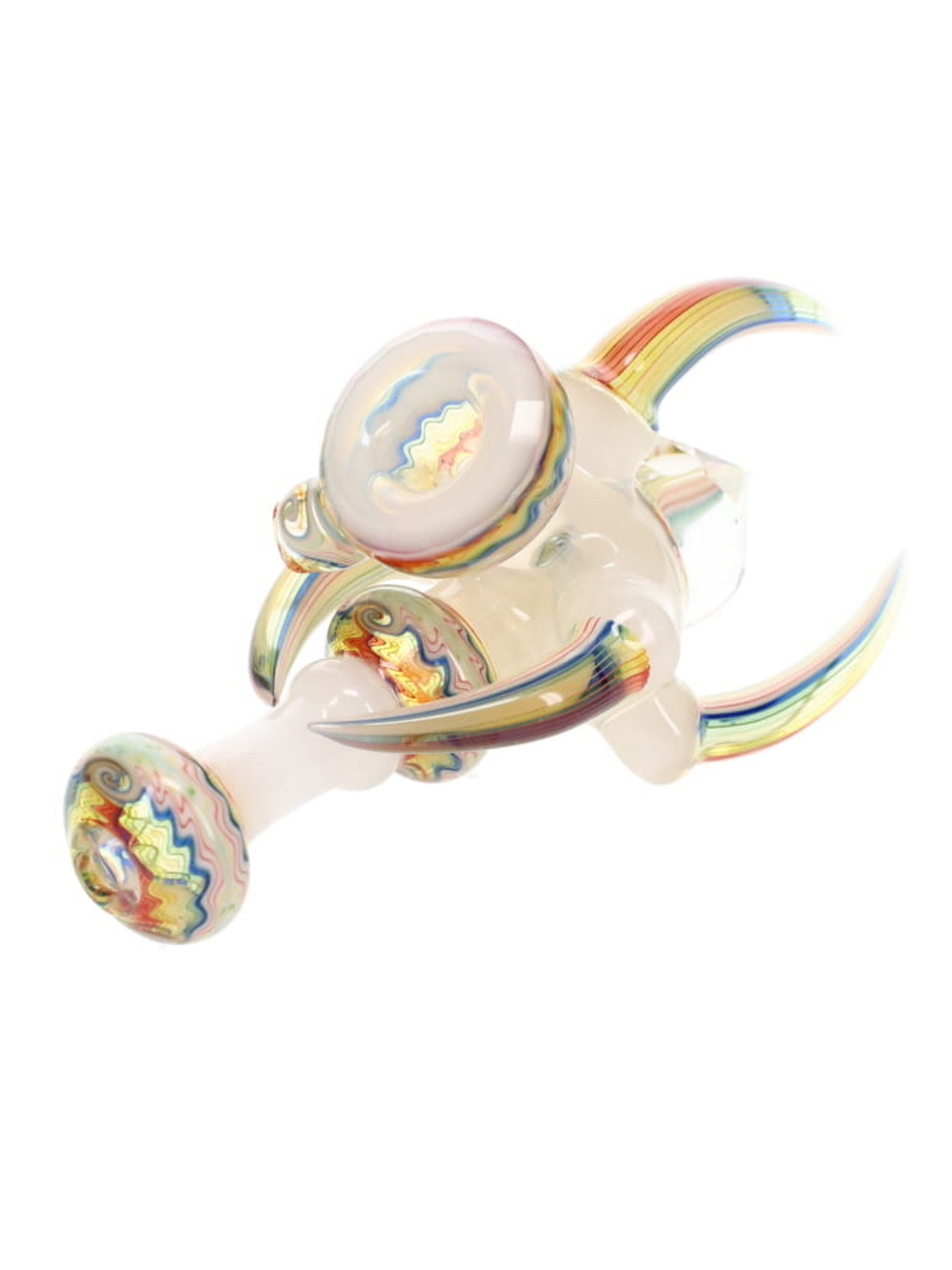 Preview pic of Cowboy Glass UV White & Rainbow Wig Wag Faceted Claw Spoon