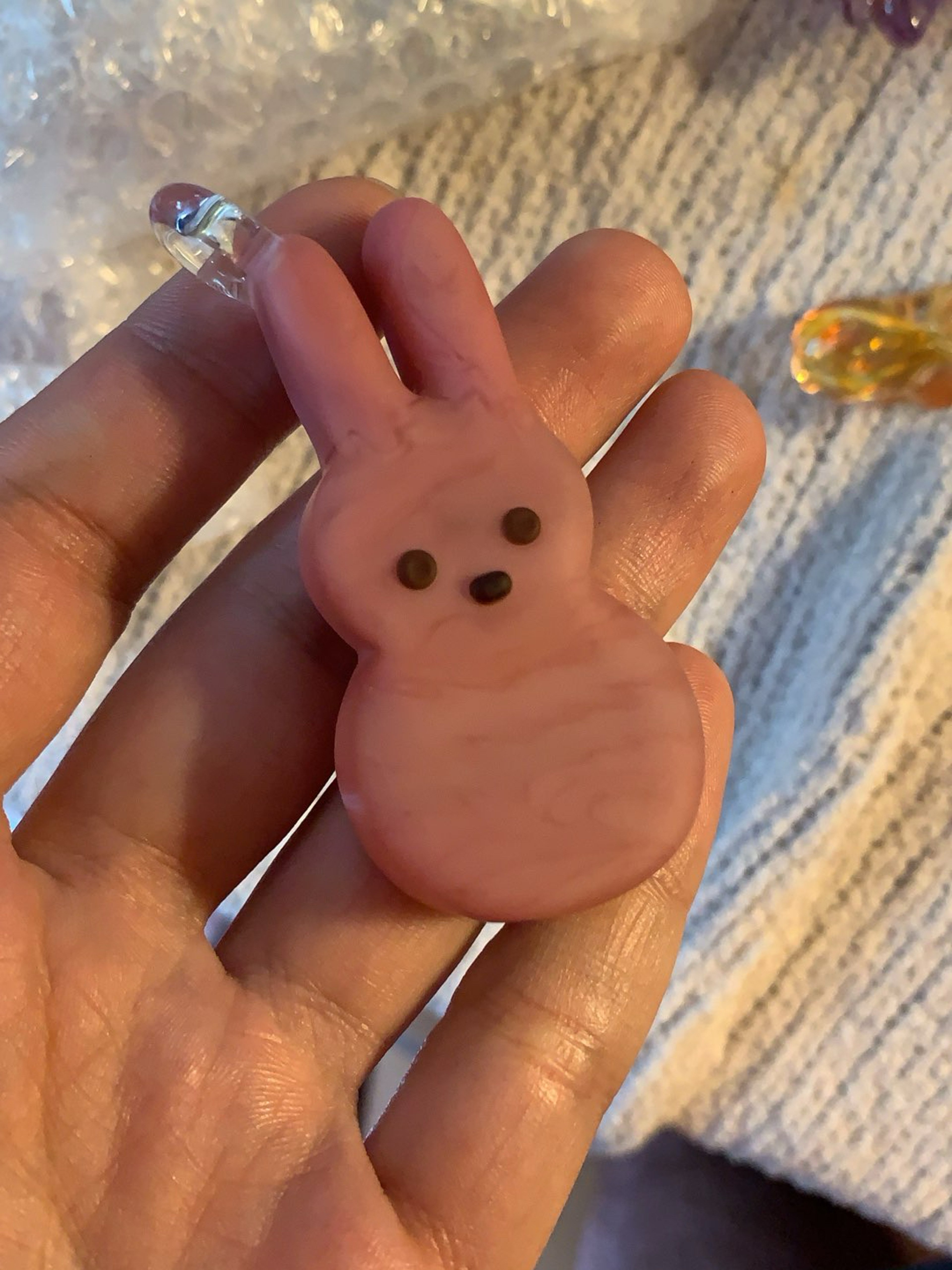 Preview pic of Renee Patula Pink Rabbit Peep Pendant