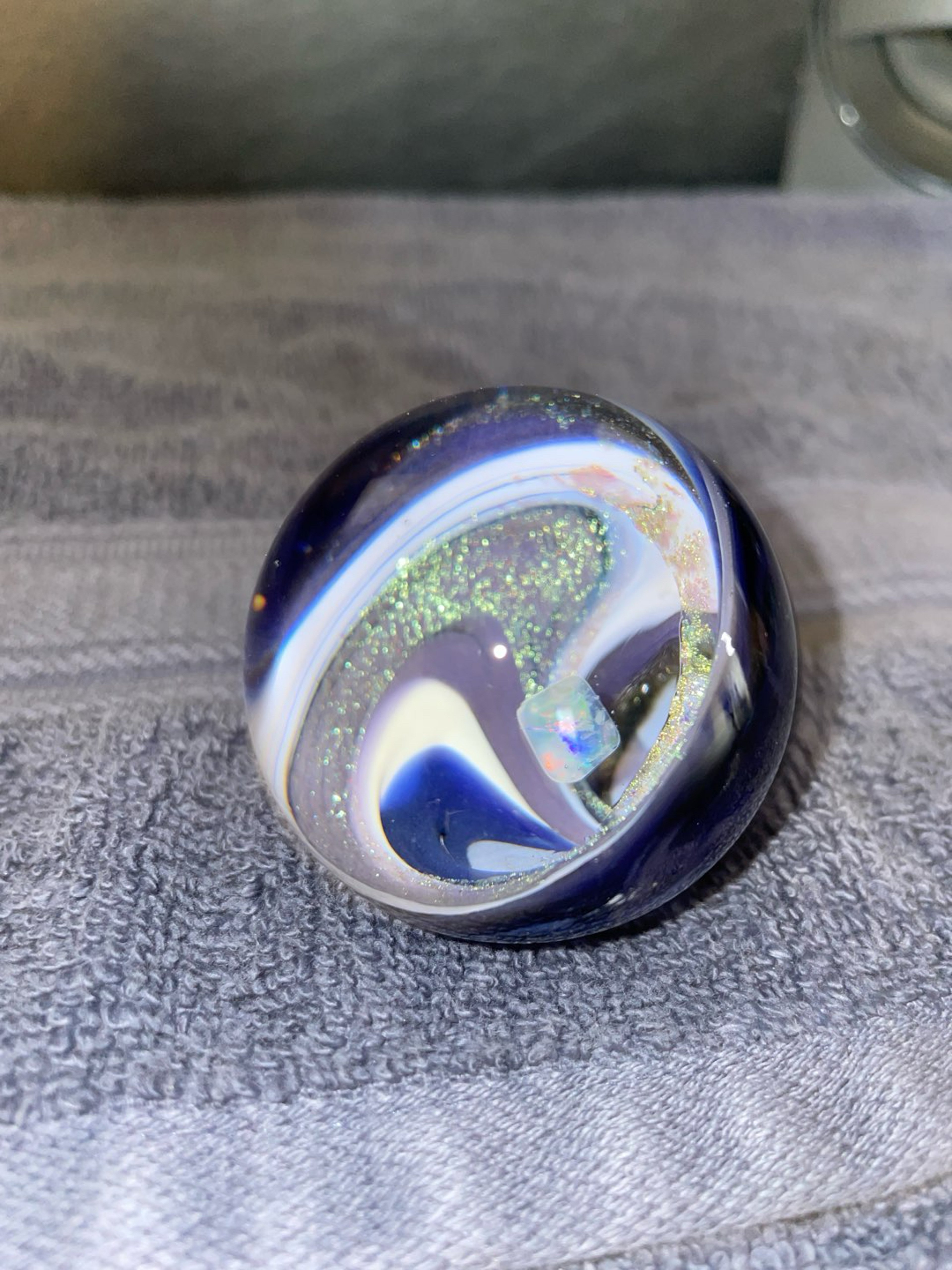 Preview pic of 1.89” Dichroic Opal Vortex Marble w/Stand