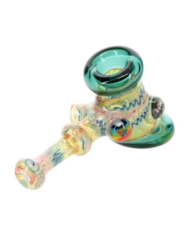 Preview pic of Cowboy Glass White & Rainbow Wig Wag Hammer Spoon