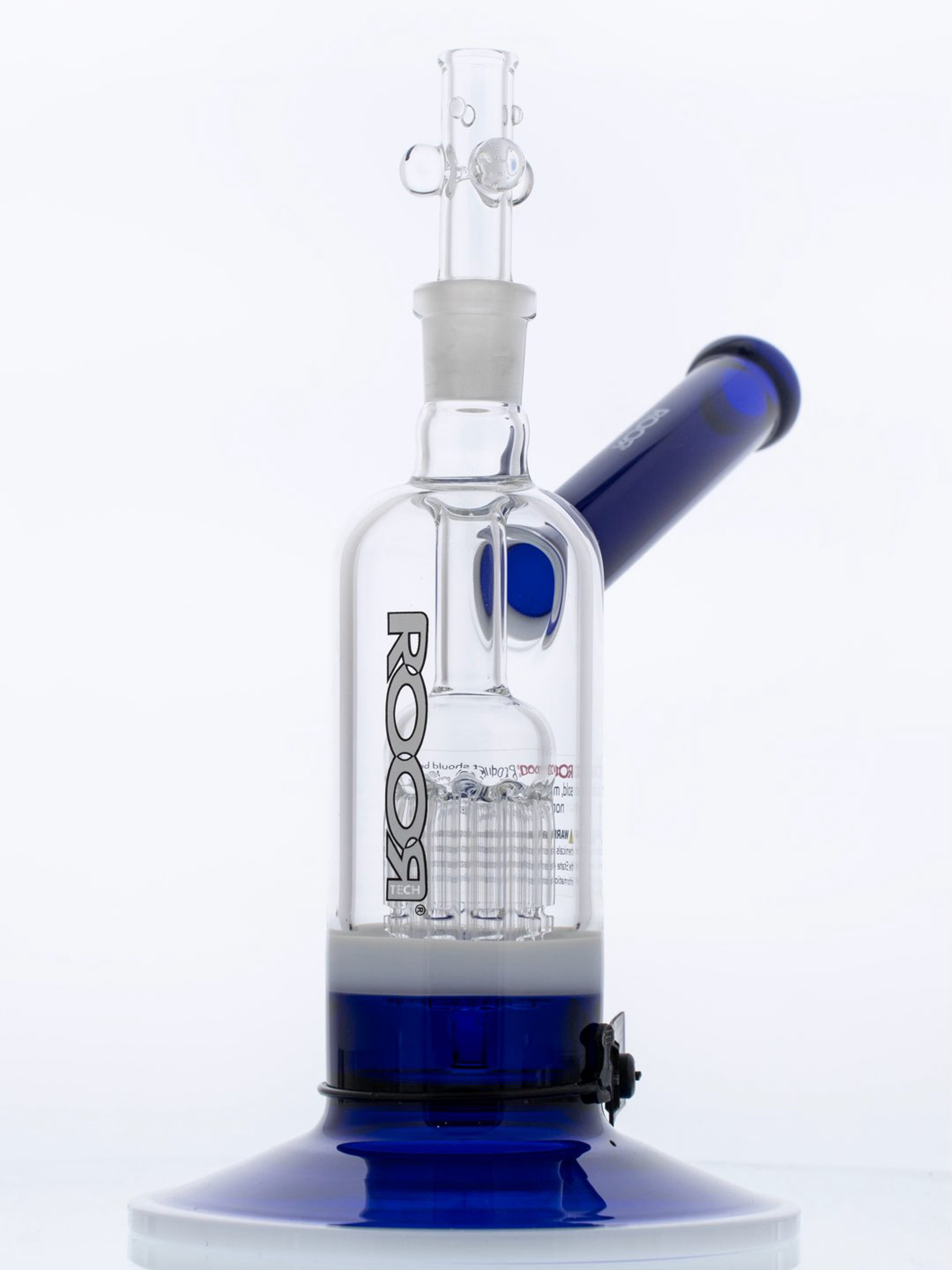 Preview pic of ROOR Tech 10-arm tree bubbler in a blue and white with white and black outline decal