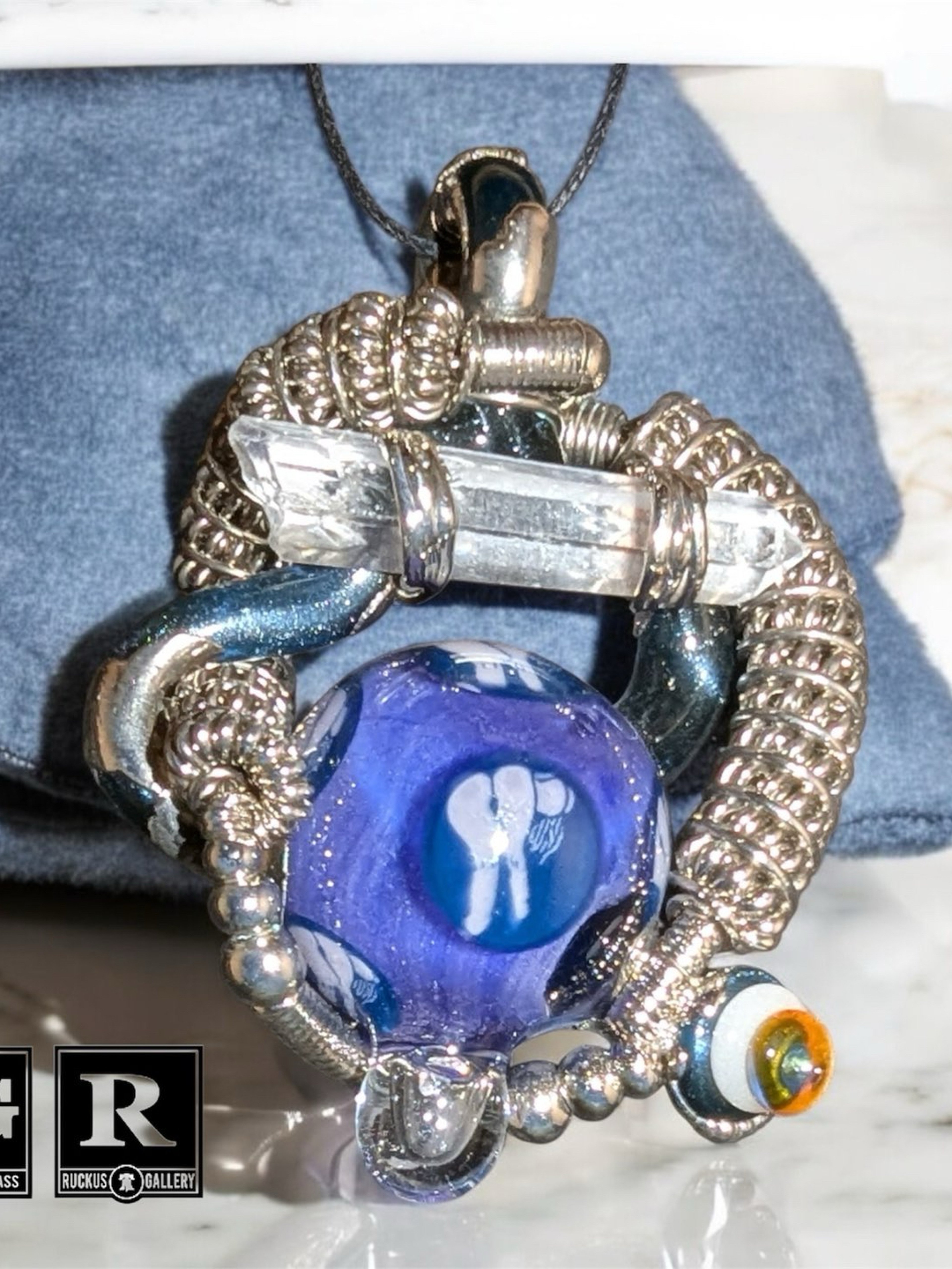 Preview pic of Jesse James Marble w/ Wrapped Crystal Pendant