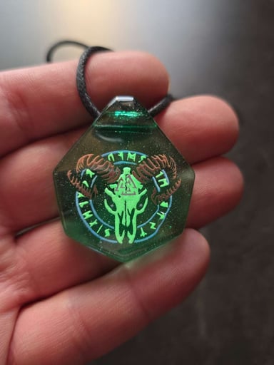 Preview pic of Viking Ram Skull Layered Glow Pendant Seconds