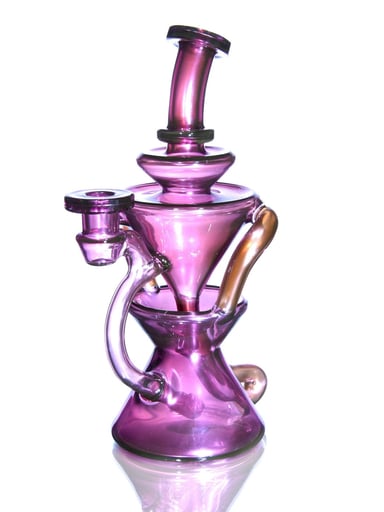 Preview pic of Capt’n Cronic - Faceted Full-size Two & Through Double-uptake Floating Recycler - Gold Amethyst over Electrum- 10mm Female