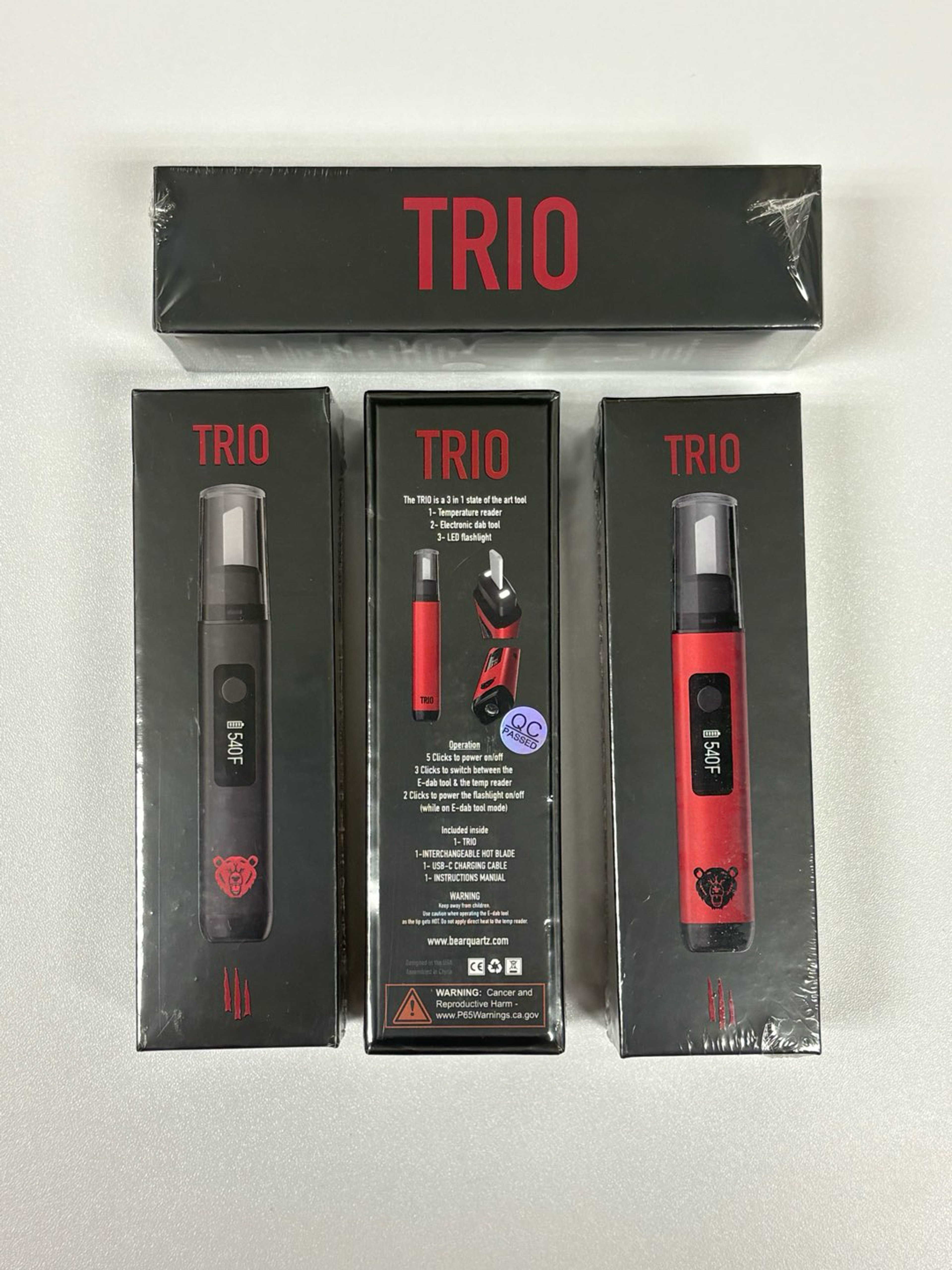 Preview pic of Trio by Bear Quartz, a temp reader and hot knife and LED light