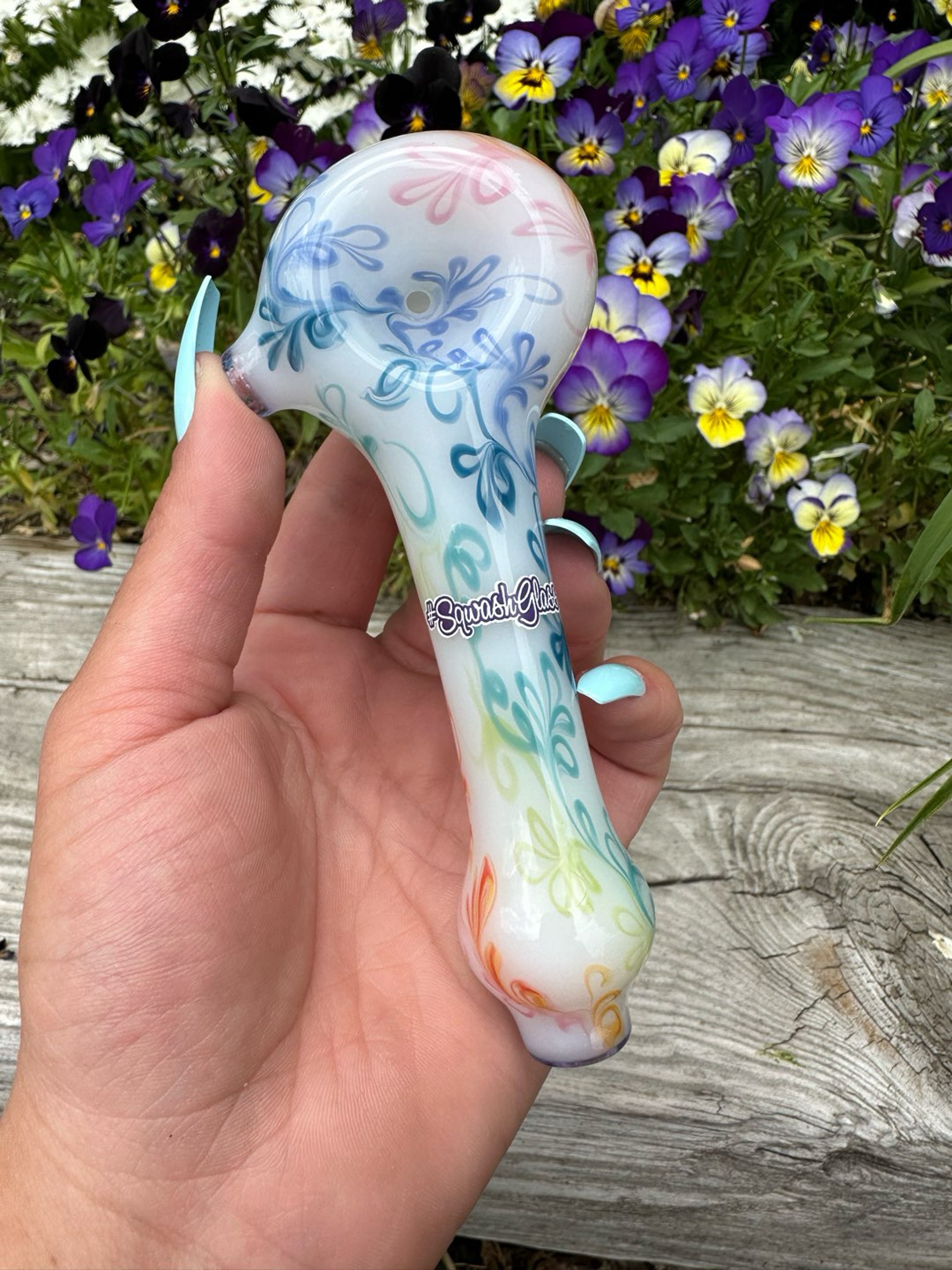 Preview pic of Sqwash Glass Rainbow Swirl Spoon