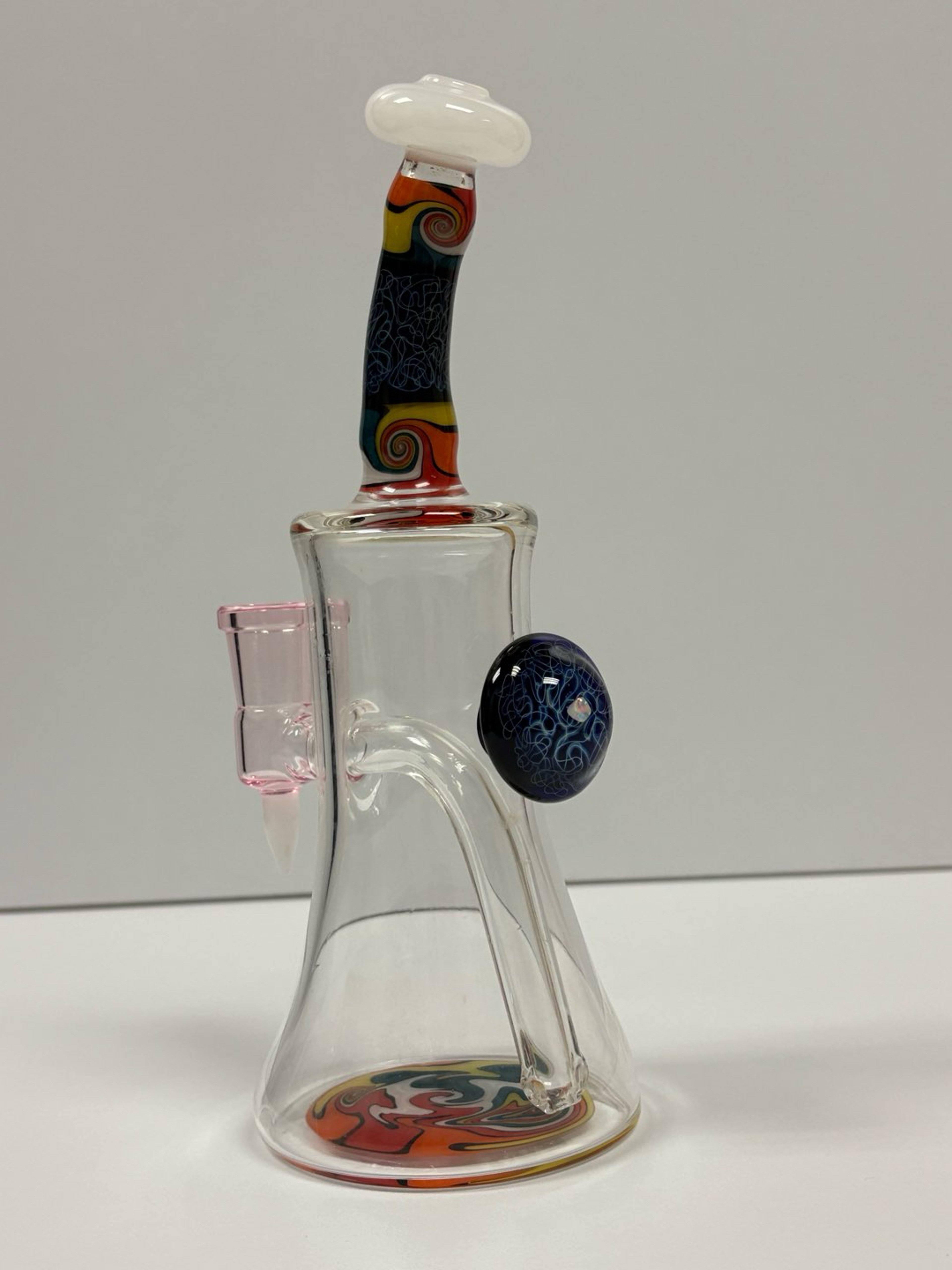 Preview pic of Chuck B Glass rig with bent neck, lots opal squiggle tech  14mm 90 lightly used