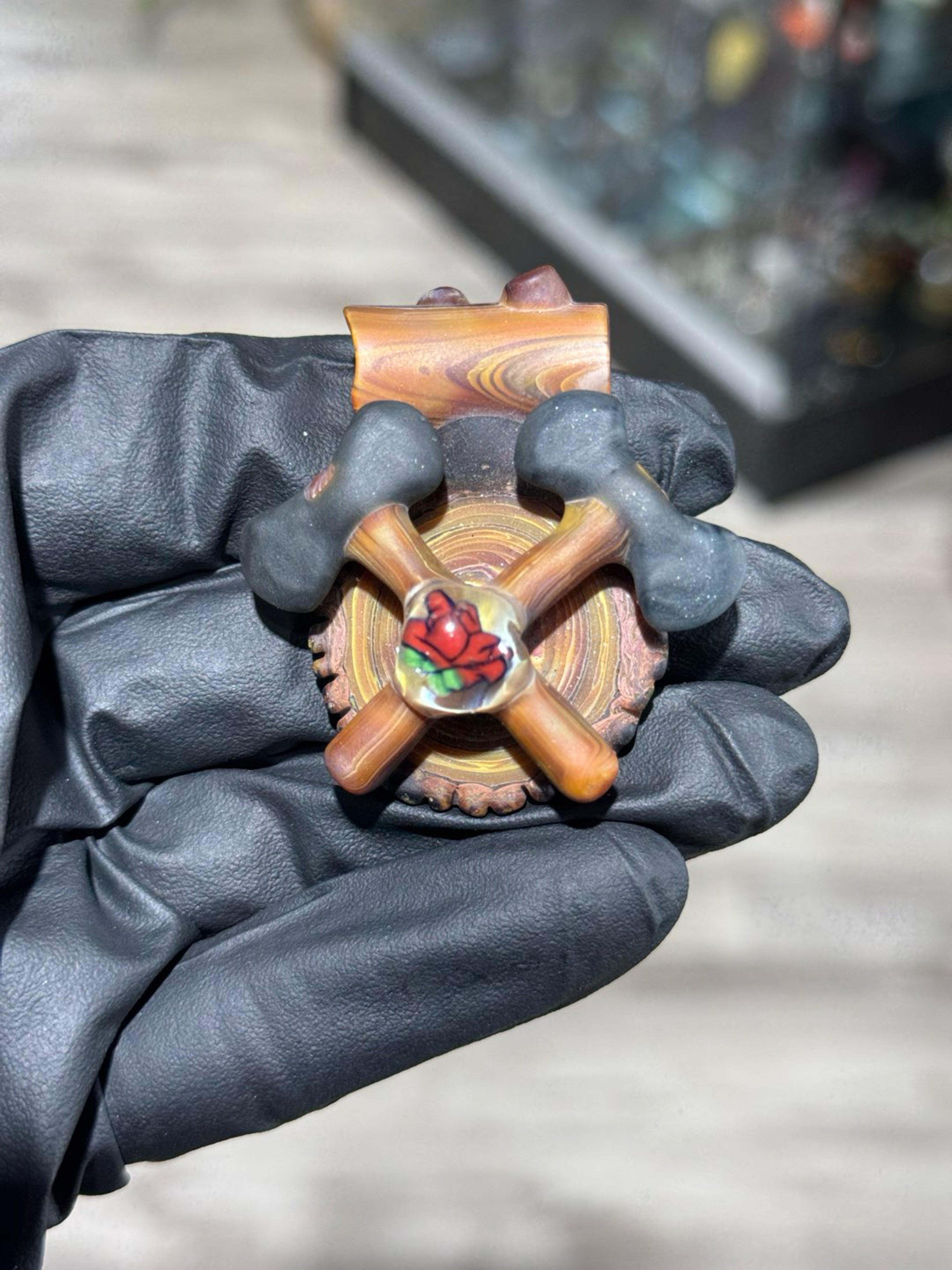 Preview pic of Don Chile Ortega Dual Axe Woodgrain Pendant