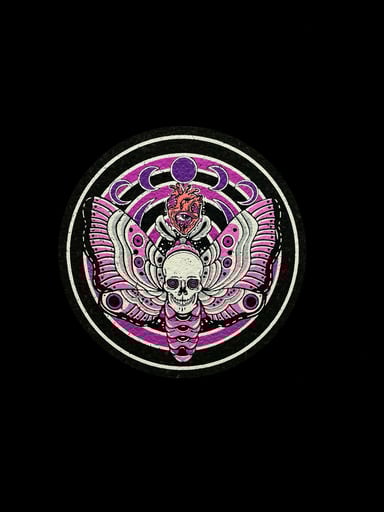 Preview pic of le20 Purple Dead Moth 8” Coaster Mat by Dark Mountain Cult x Moodmats