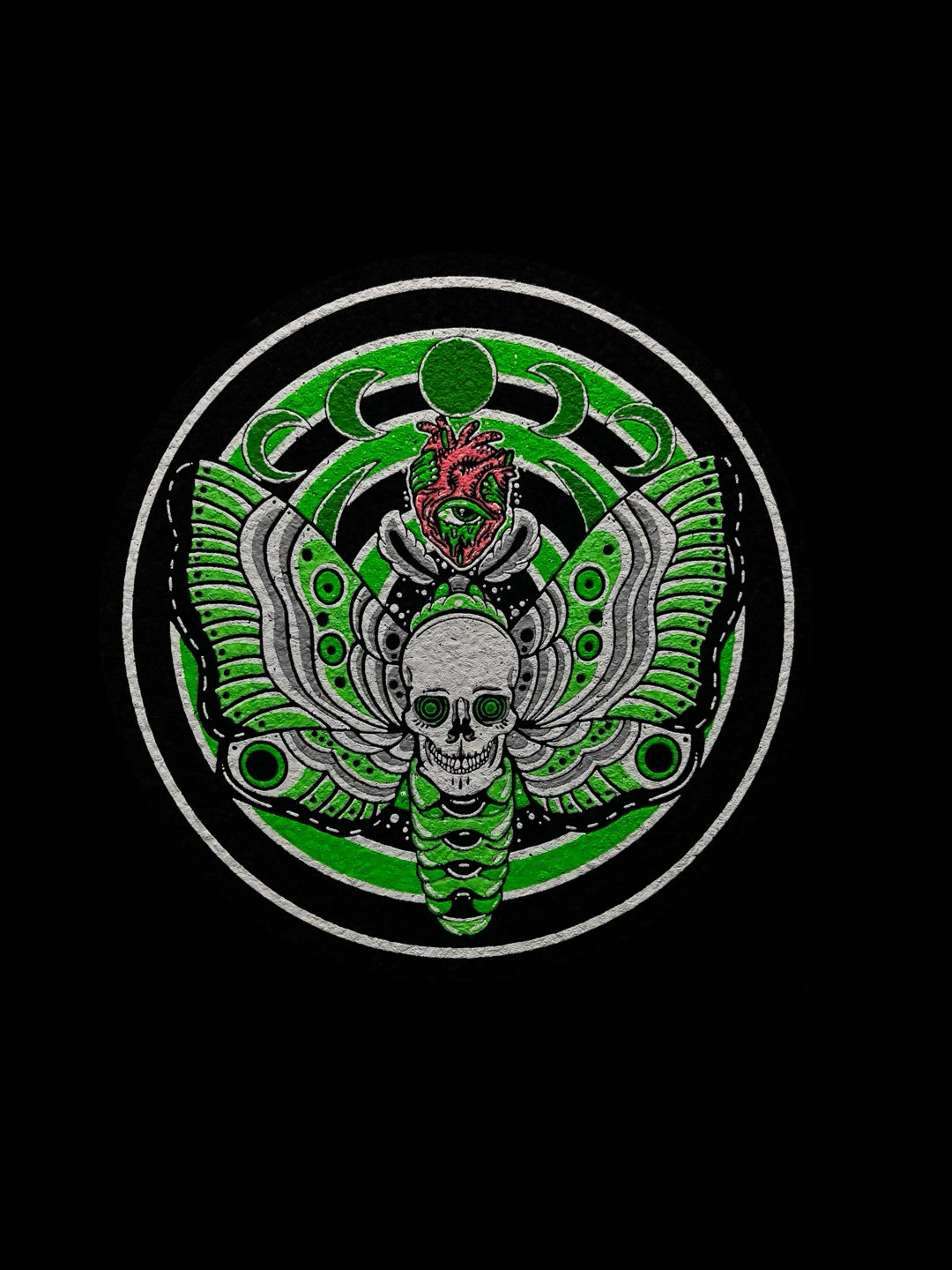 Preview pic of le20 Green Dead Moth 8” Coaster Mat by Dark Mountain Cult x Moodmats
