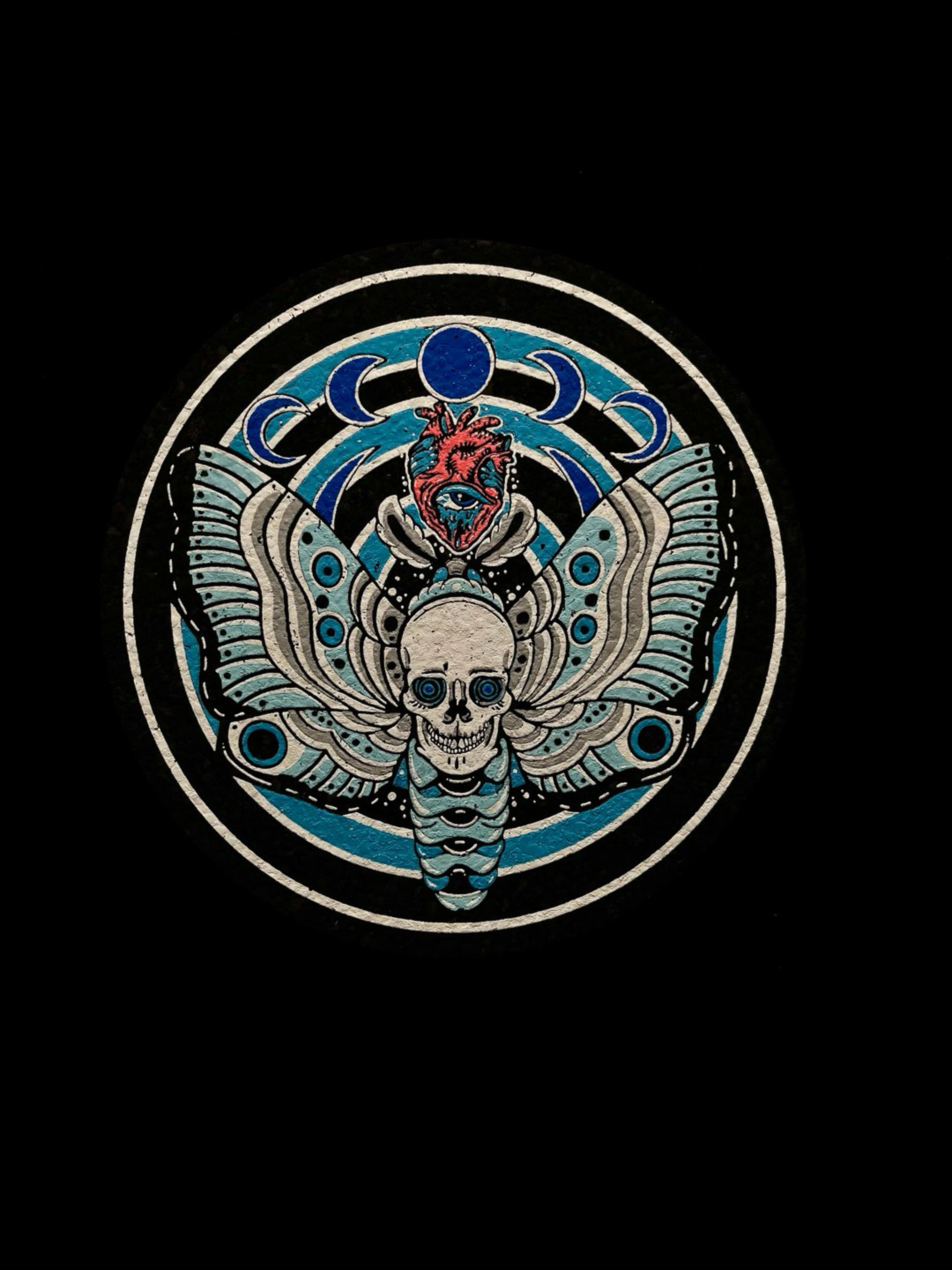 Preview pic of le20 Blue Dead Moth 8” Coaster Mat by Dark Mountain Cult x Moodmats