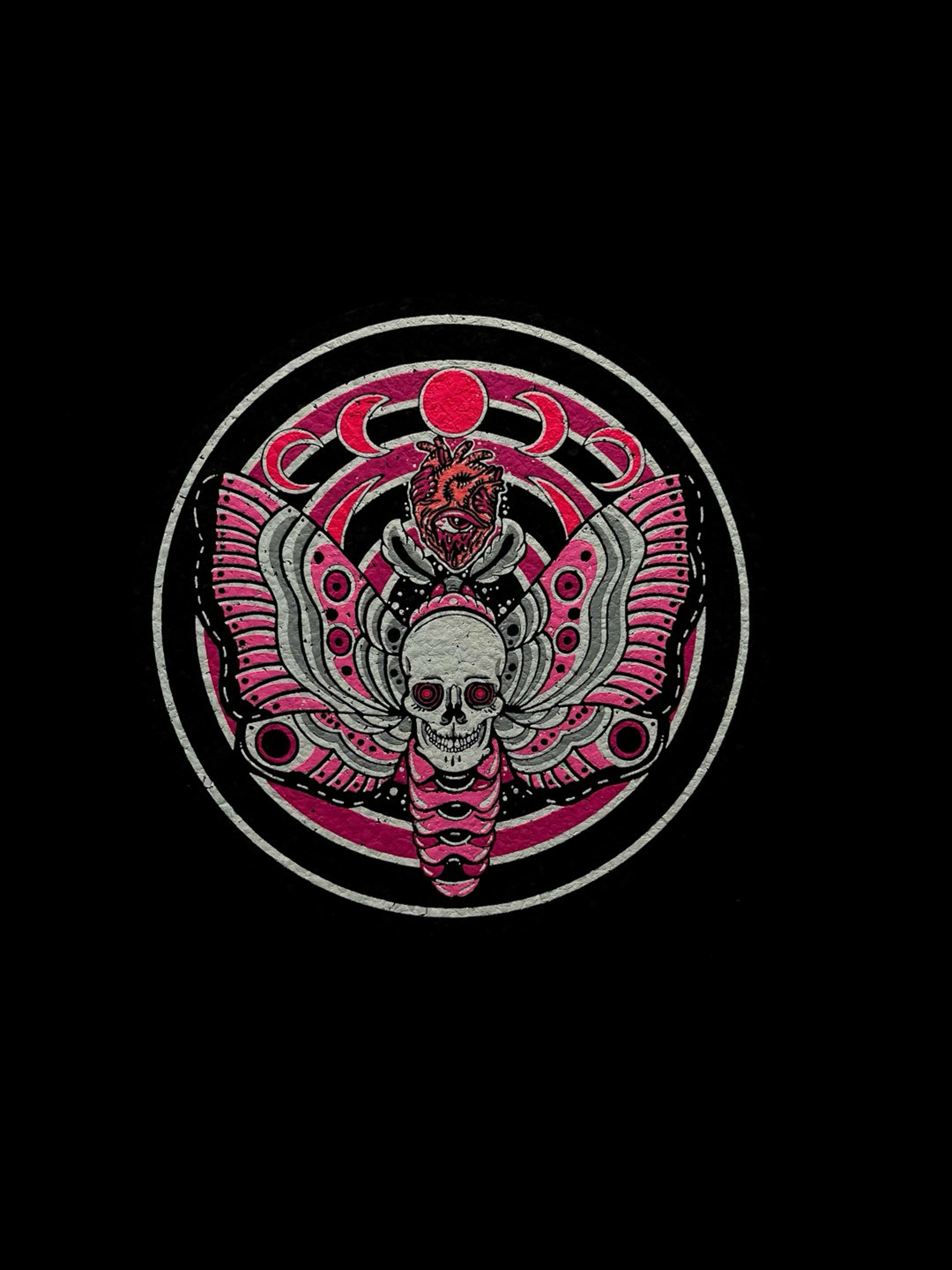 Preview pic of le20 Pink Dead Moth 8” Coaster Mat by Dark Mountain Cult x Moodmats