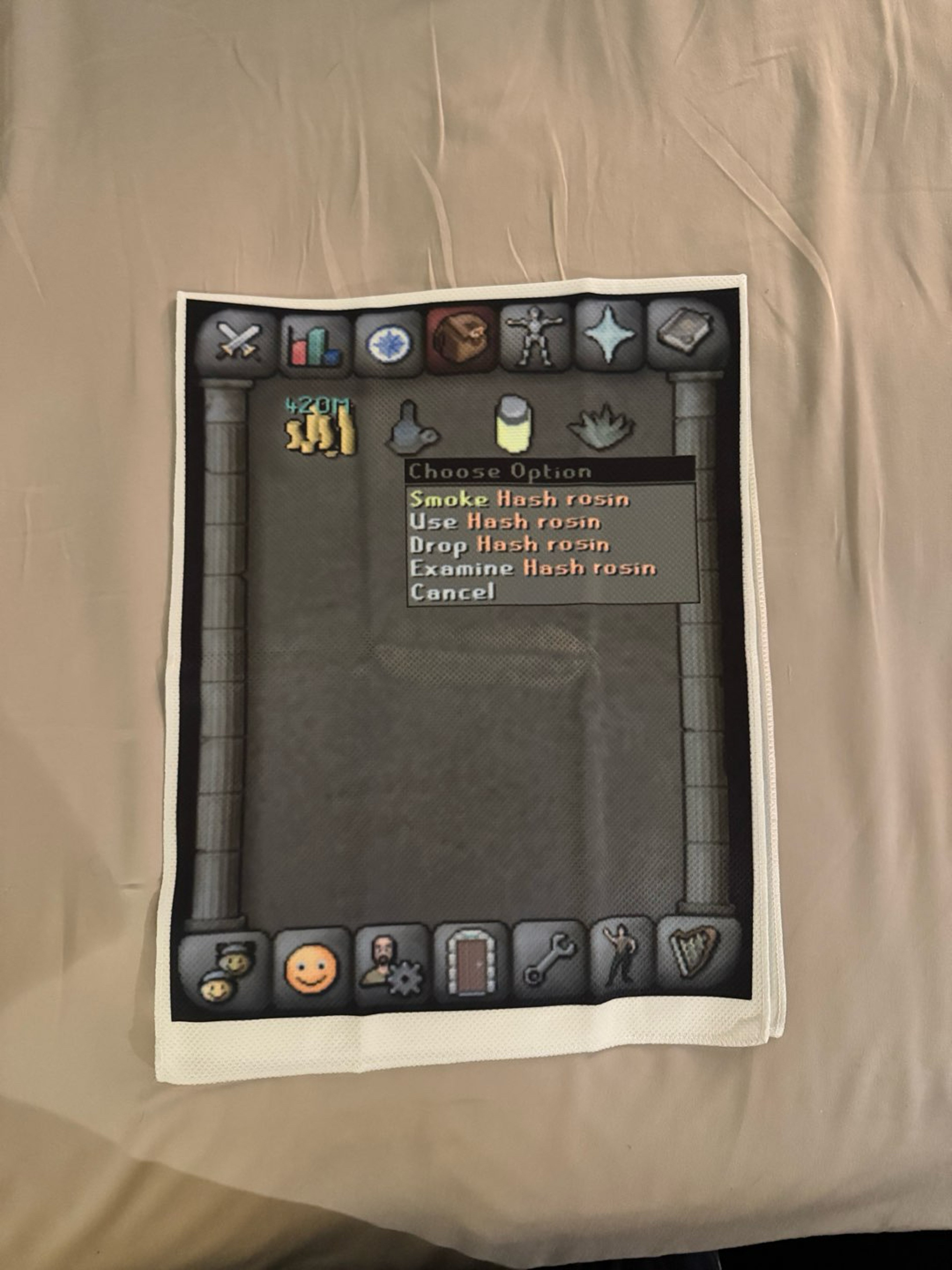 Preview pic of Old school RuneScape dab towel uv glow ! Double sided!