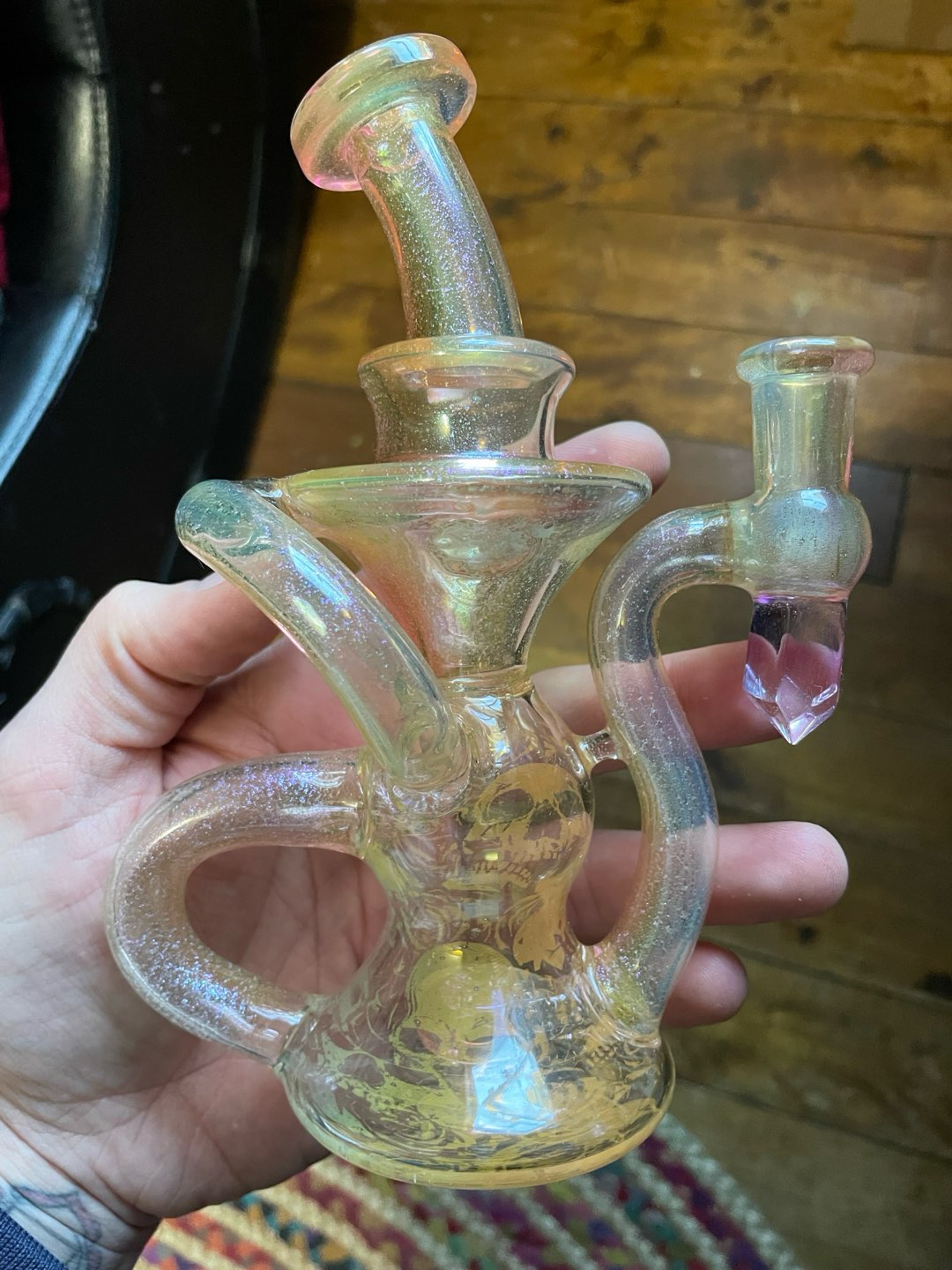 Preview pic of Heady custom dichro Shaman Glass Recycler Rig for sale!