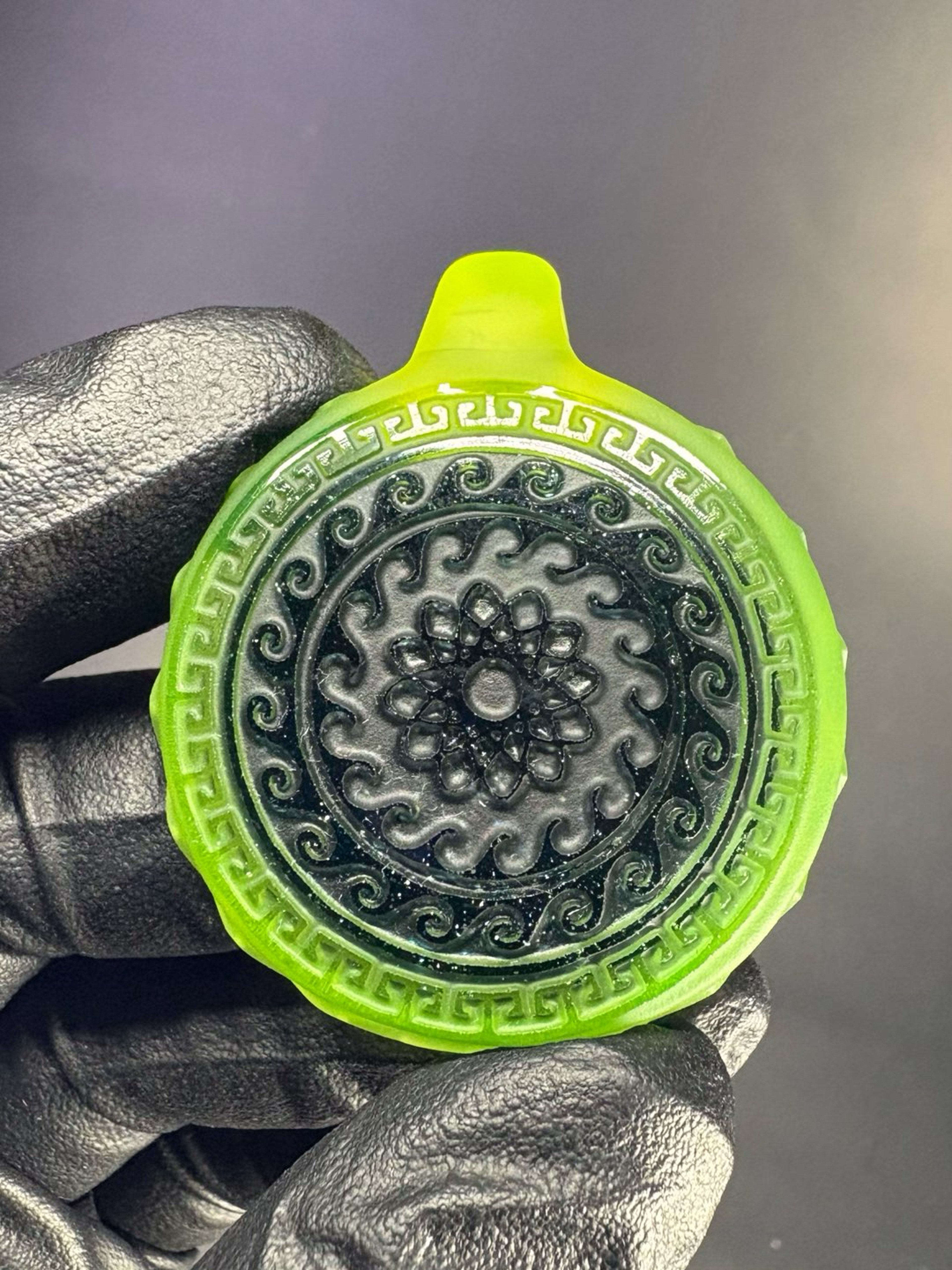 Preview pic of Carved Glass Pendant (UV reactive)
