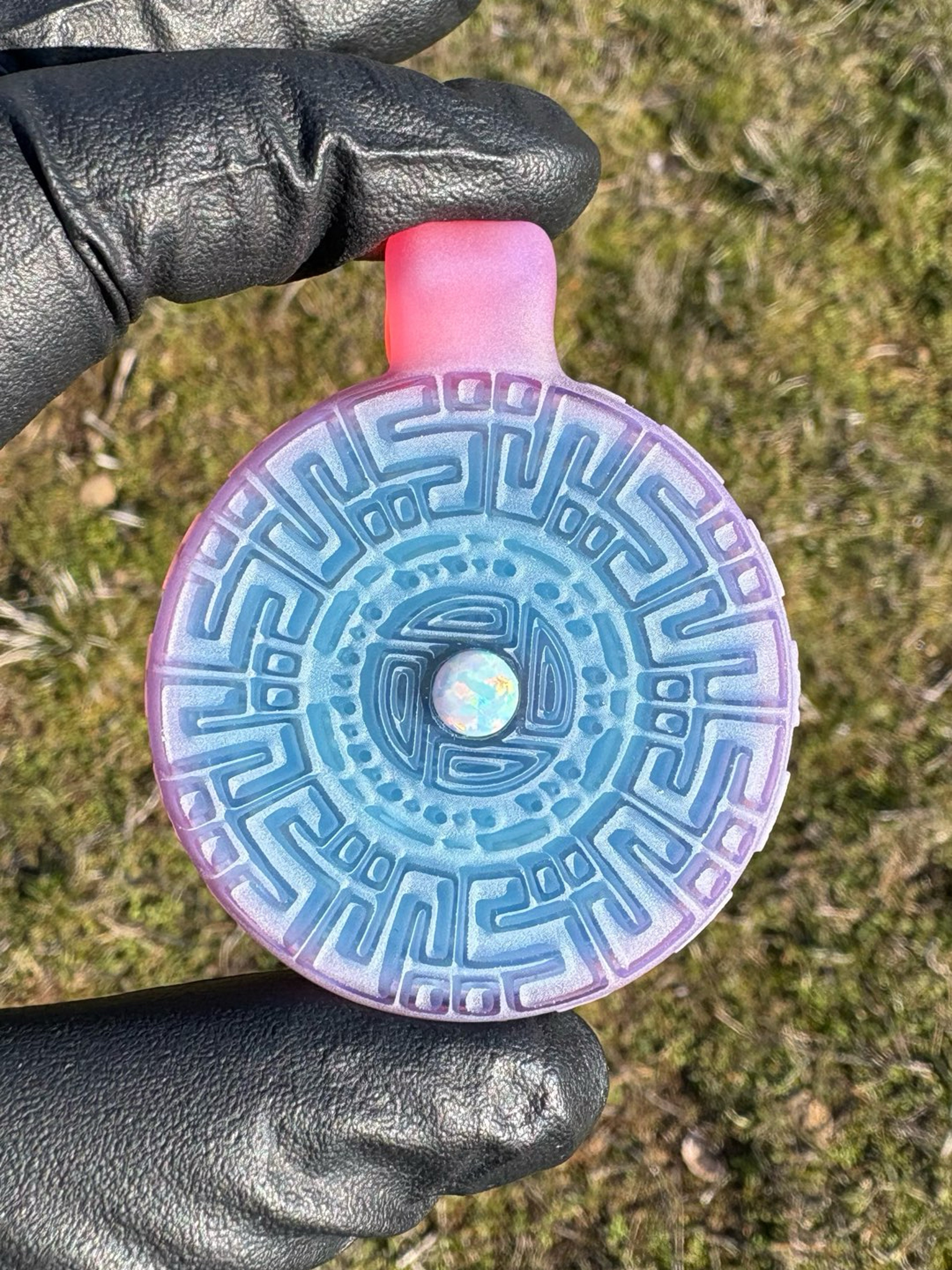Preview pic of Carved Glass Pendant with Opal
