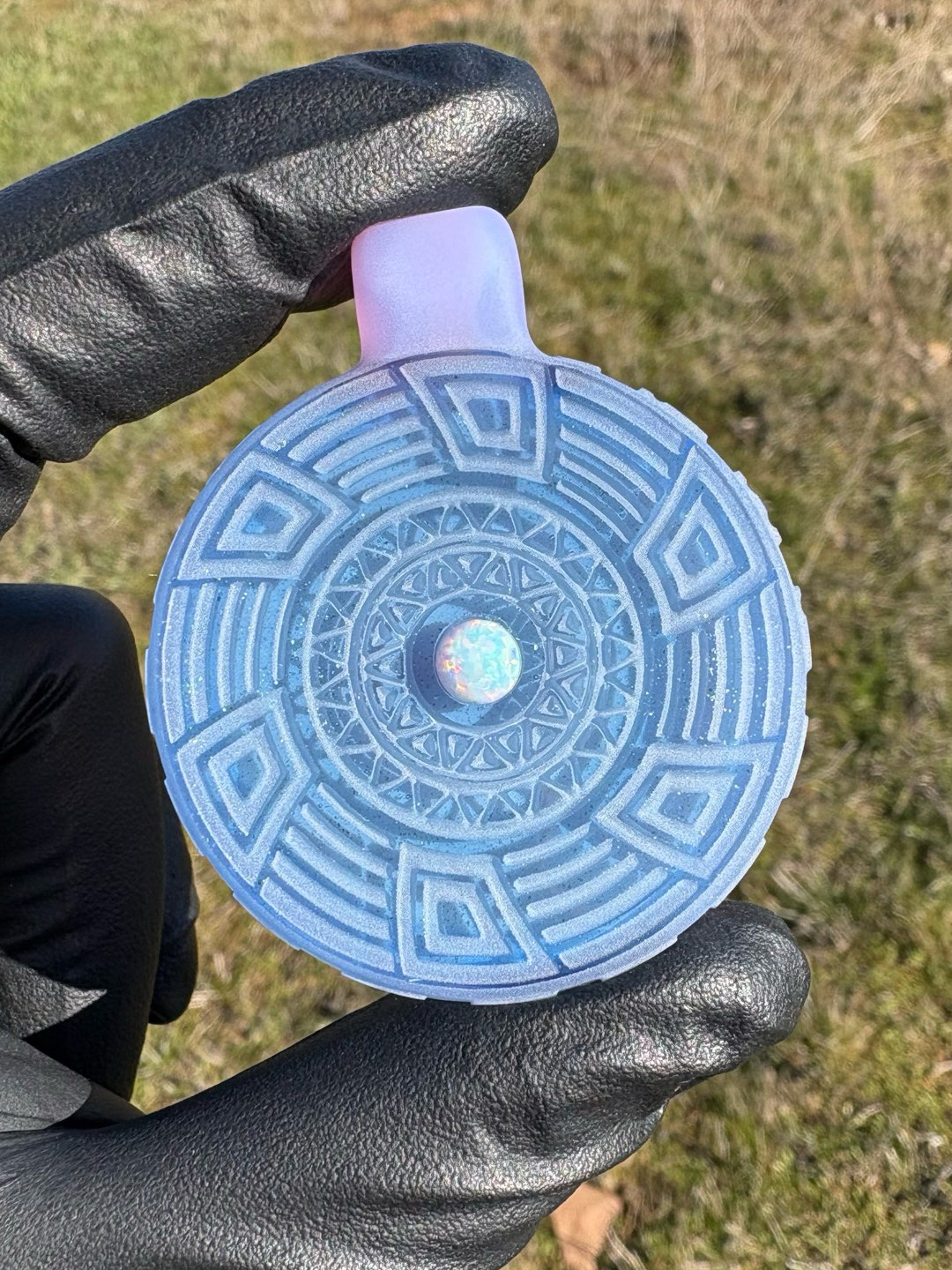 Preview pic of Carved Glass Pendant with Opal