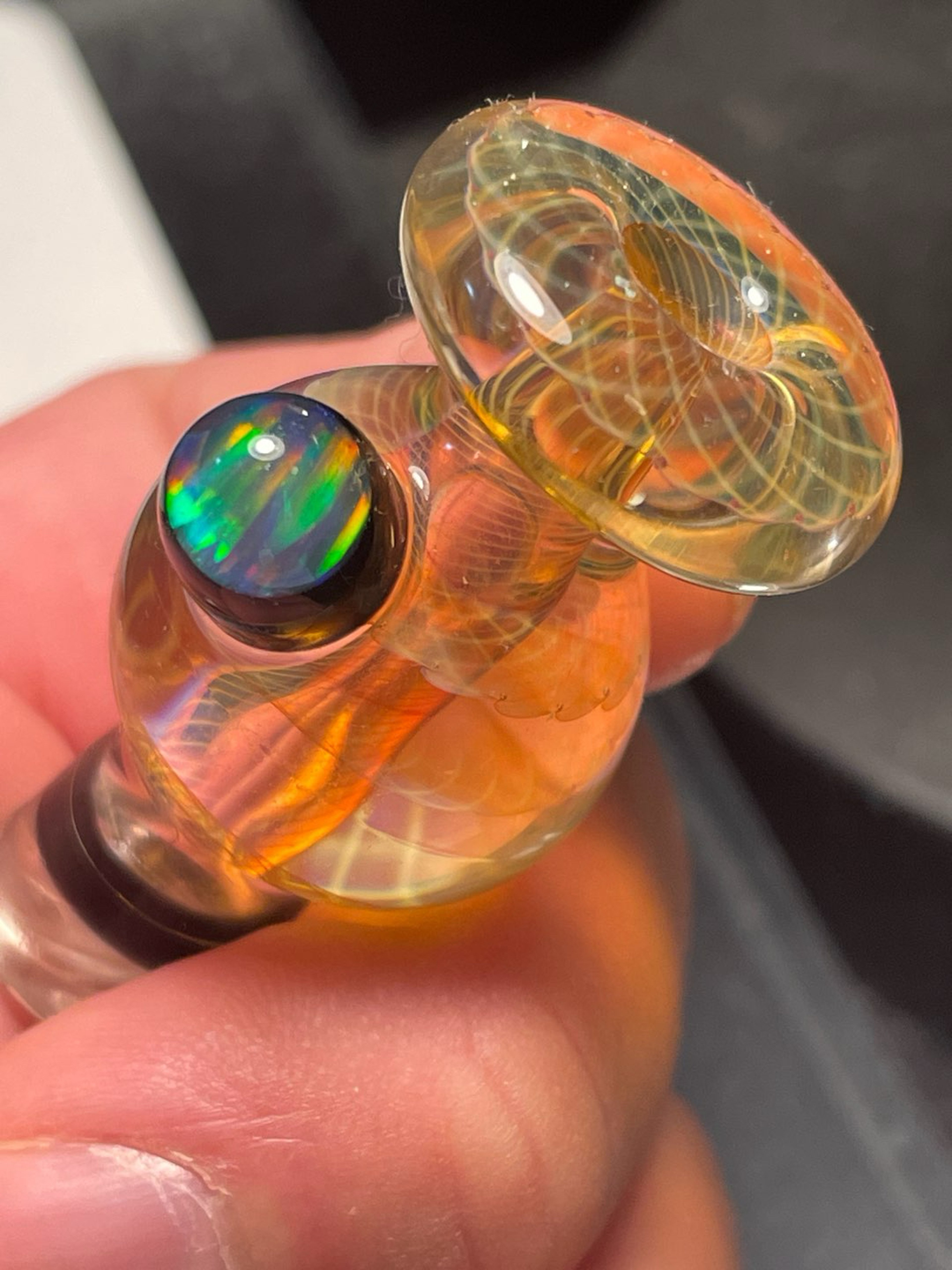 Preview pic of 25 mm spinner cap by bonelord glass with huge opal and fume work