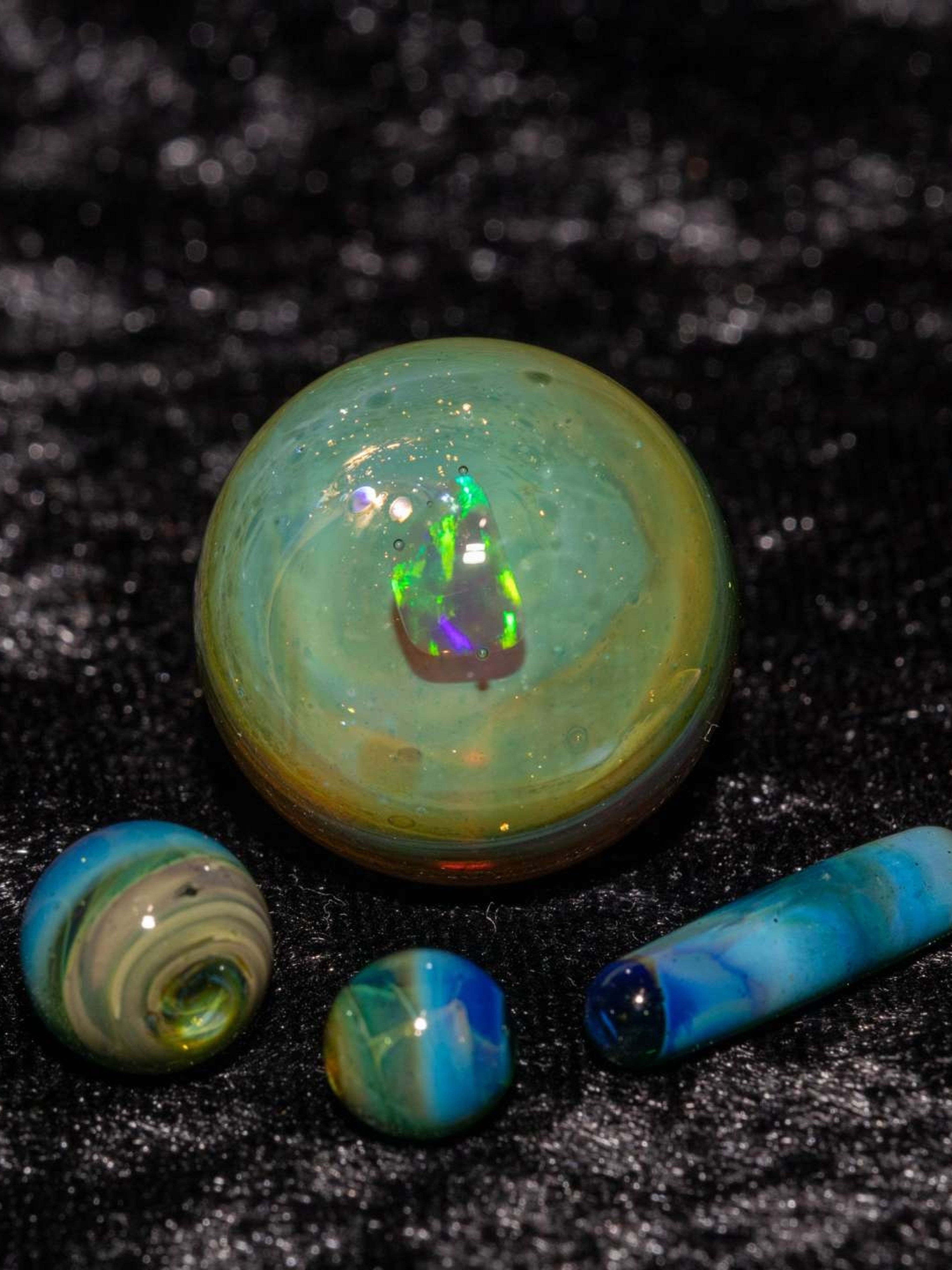 Preview pic of Encased Opal Slurper Set (4 piece) Green Envy Marble